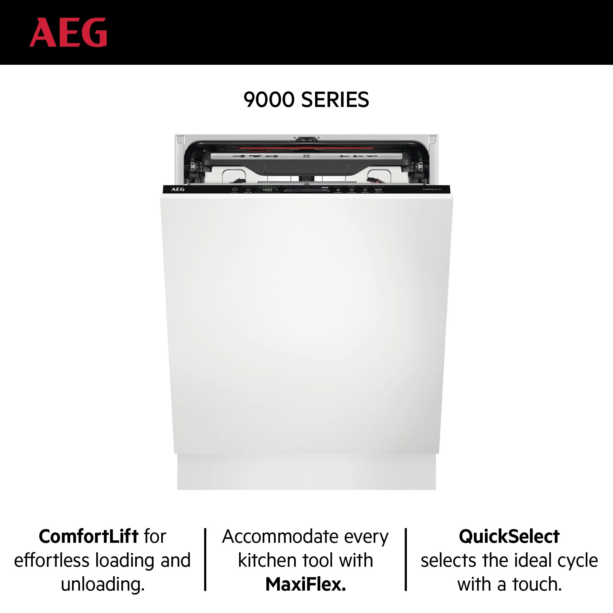 AEG Built-in Dishwasher Comfortlift, Satellite Clean, Energy saving, Maxiflex, Touch Controls, 14 Place settings, 7 programme, White, FSK83827P - Image 3