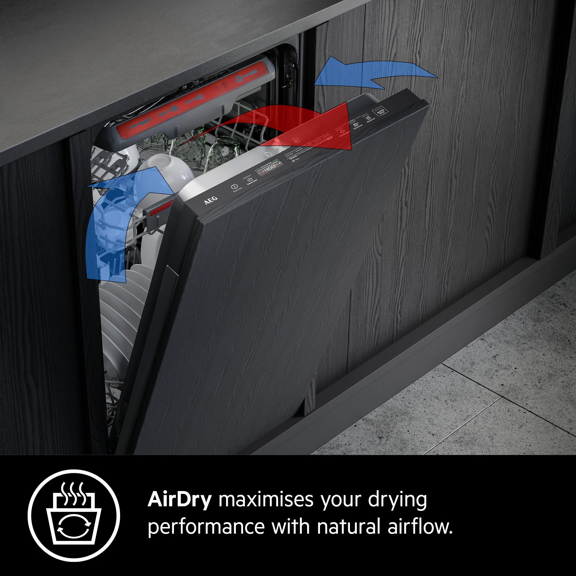 AEG Built-in Dishwasher Comfortlift, Satellite Clean, Energy saving, Maxiflex, Touch Controls, 14 Place settings, 7 programme, White, FSK83827P - Image 4