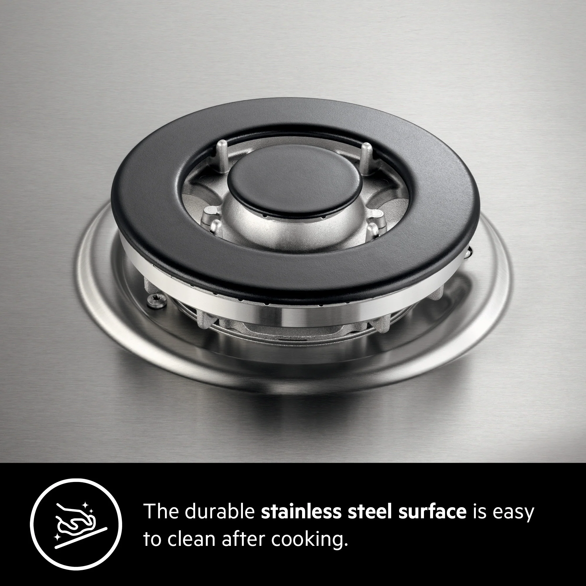 AEG Built-in Gas Hob 90cm, 5 Burner, Stainless Steel, Black, HGB95520YM - Image 3