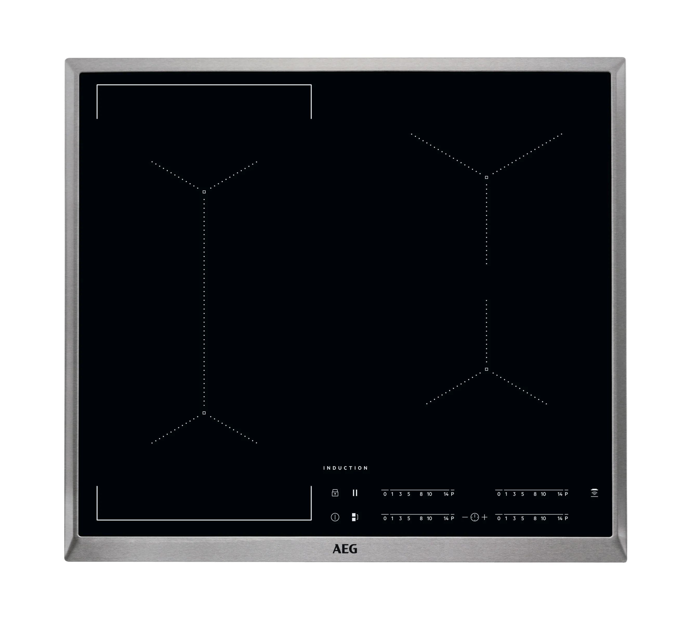 AEG Built-in Induction Hob 60cm, Maxi Sense Hob2Hood, 2 Cooking Zones, Induction, Pot detection, Black, IKE64441XB