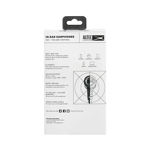 Altec Lansing Metal Wired In-Ear Earphones Black - Image 5