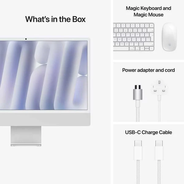 Apple iMac 24-inch (2024), M4 chip with 10-core CPU, 16GB RAM, 512GB SSD, 10-core GPU, 4.5K Retina Display, English Keyboard, UAE Version, Silver, MWUV3ZS/A - Image 7