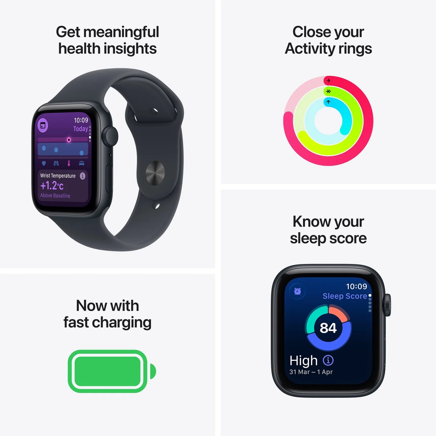 Apple Watch SE 3 GPS 40mm, Midnight Aluminium Case with Midnight Sport Band, S/M - Image 3