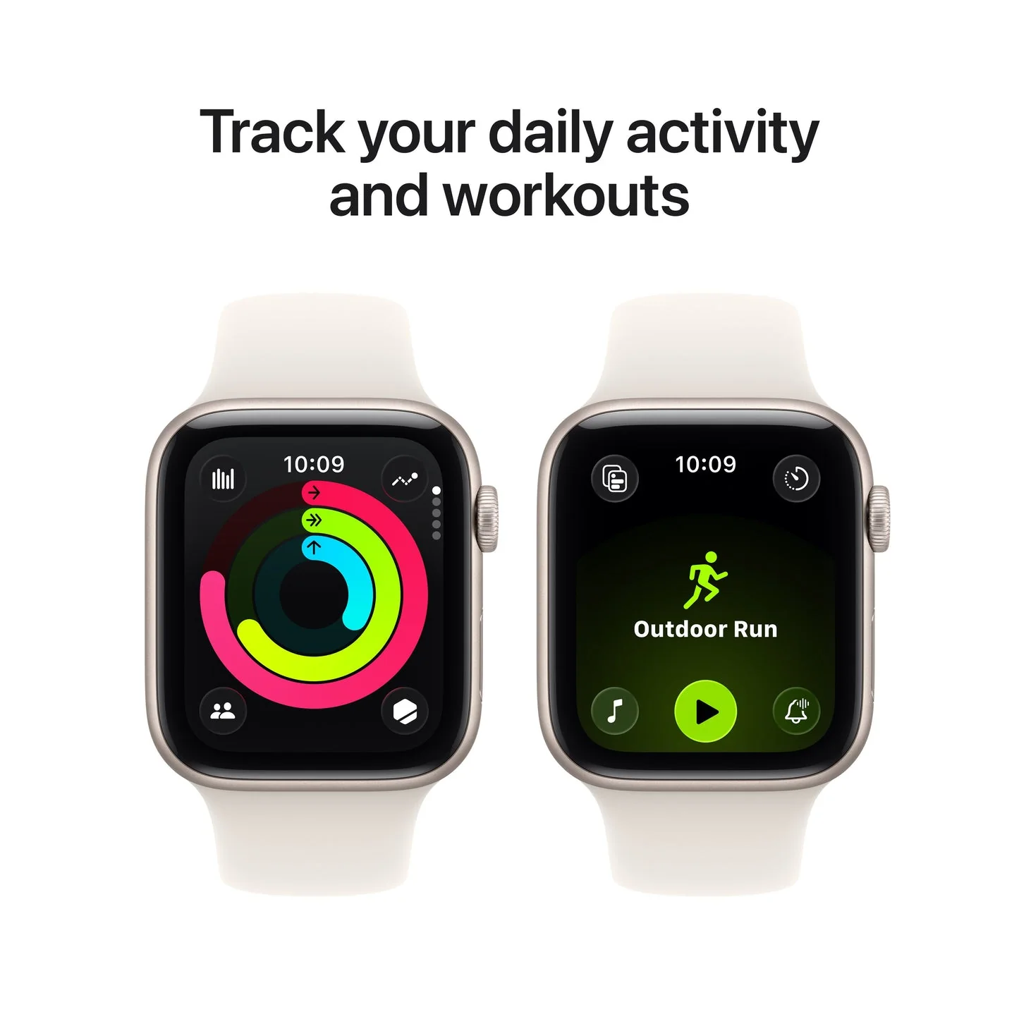 Apple Watch SE 3 GPS 44mm, Starlight Aluminium Case with Starlight Sport Band, M/L - Image 6