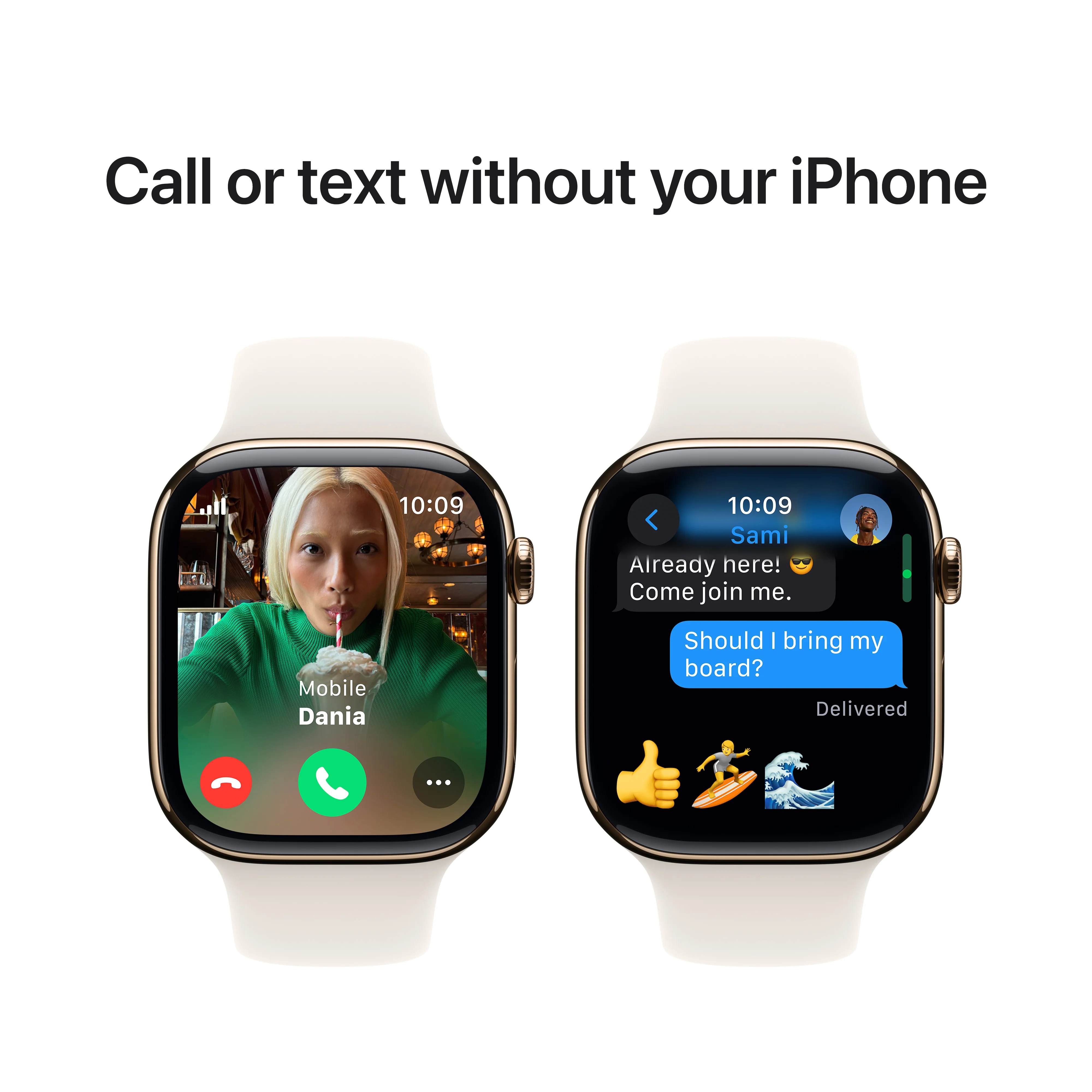 Apple Watch Series 10 GPS + Cellular 42mm Gold Titanium Case with Starlight Sport Band - S/M, MX063QA/A - Image 7