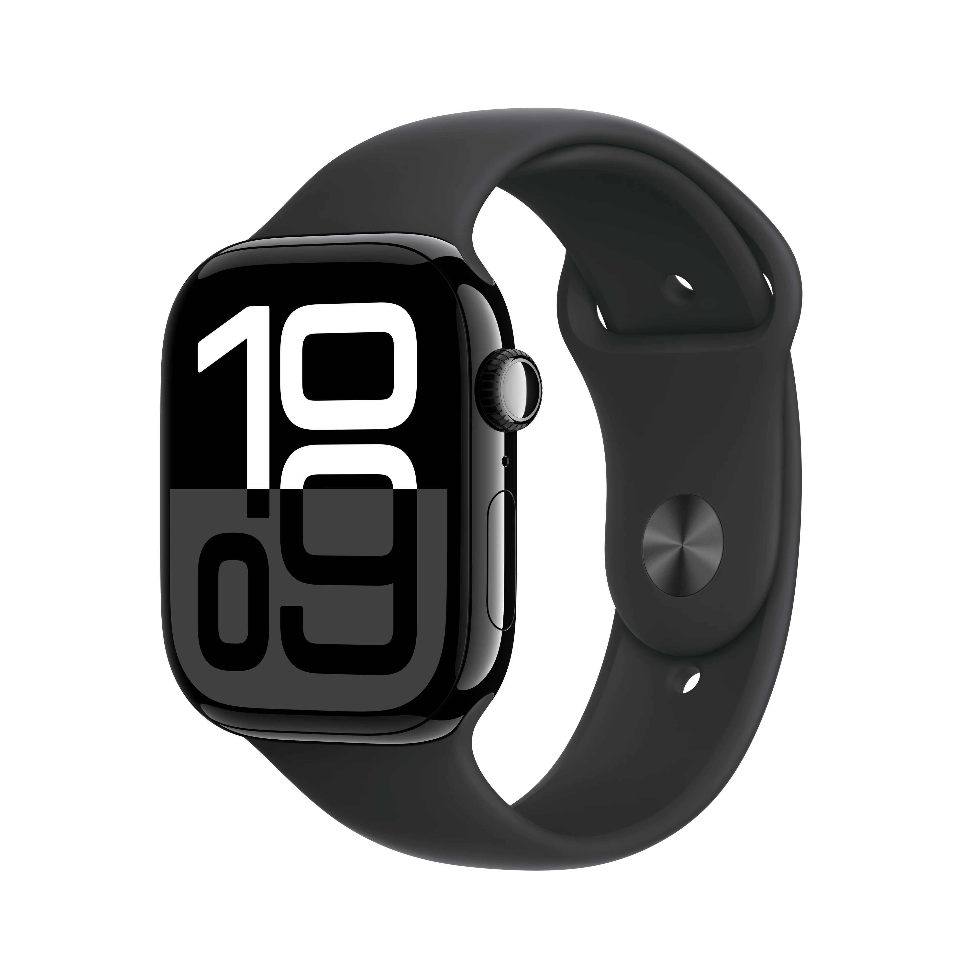 Apple Watch Series 10 GPS + Cellular 42mm Jet Black Aluminium Case with Black Sport Band - M/L, MWX73QA/A