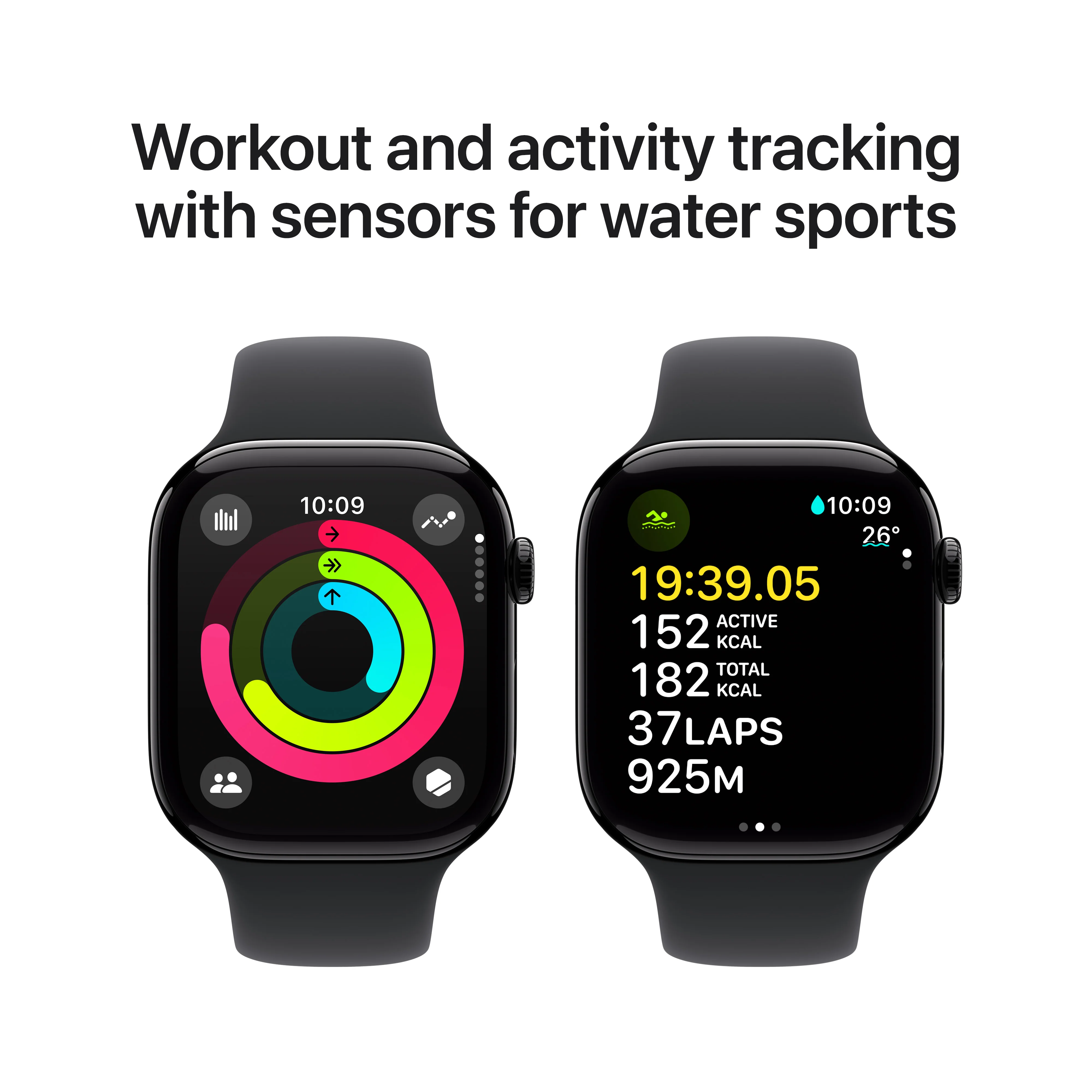 Apple Watch Series 10 GPS + Cellular 42mm Jet Black Aluminium Case with Black Sport Band - S/M, MWX63QA/A - Image 4