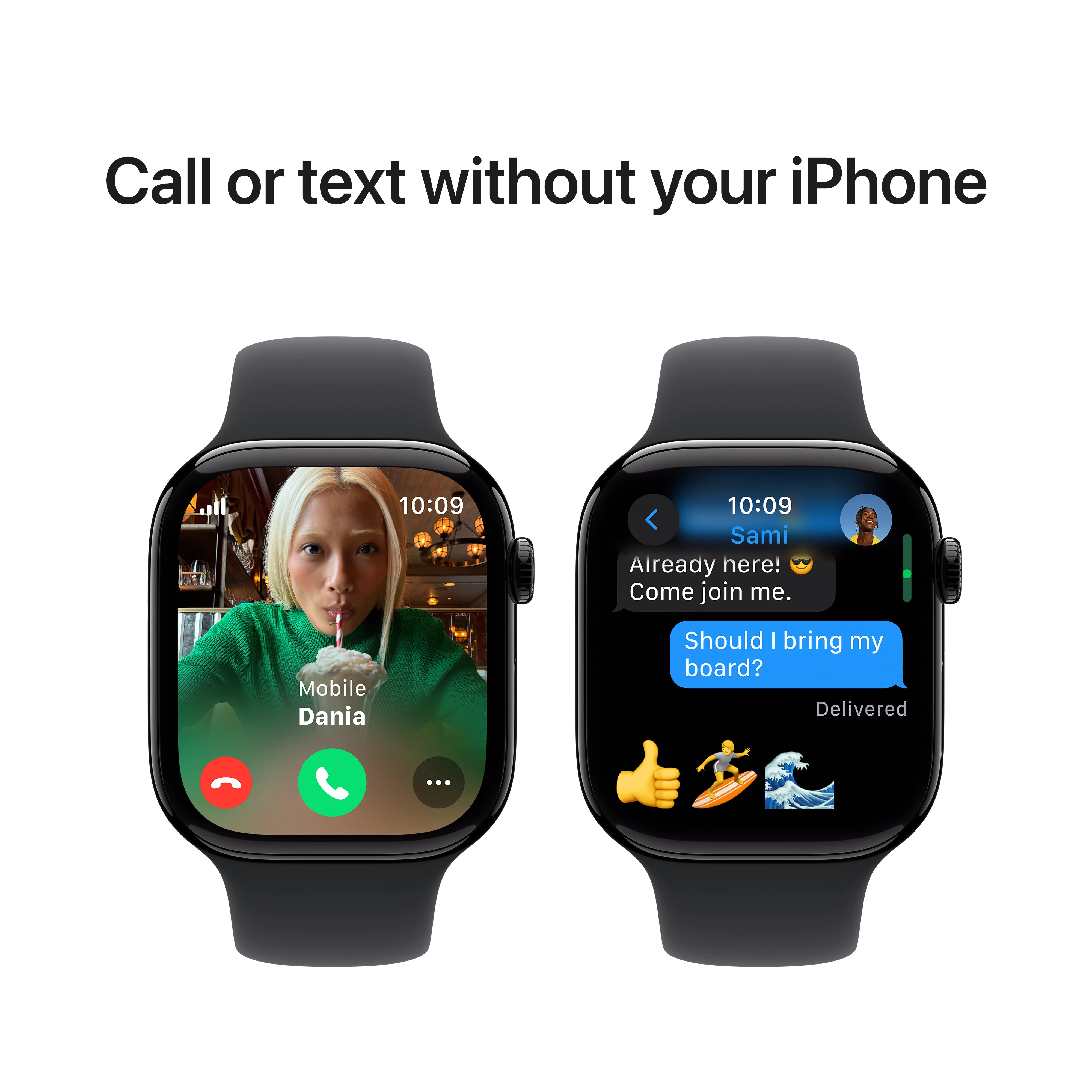 Apple Watch Series 10 GPS + Cellular 42mm Jet Black Aluminium Case with Black Sport Band - S/M, MWX63QA/A - Image 7