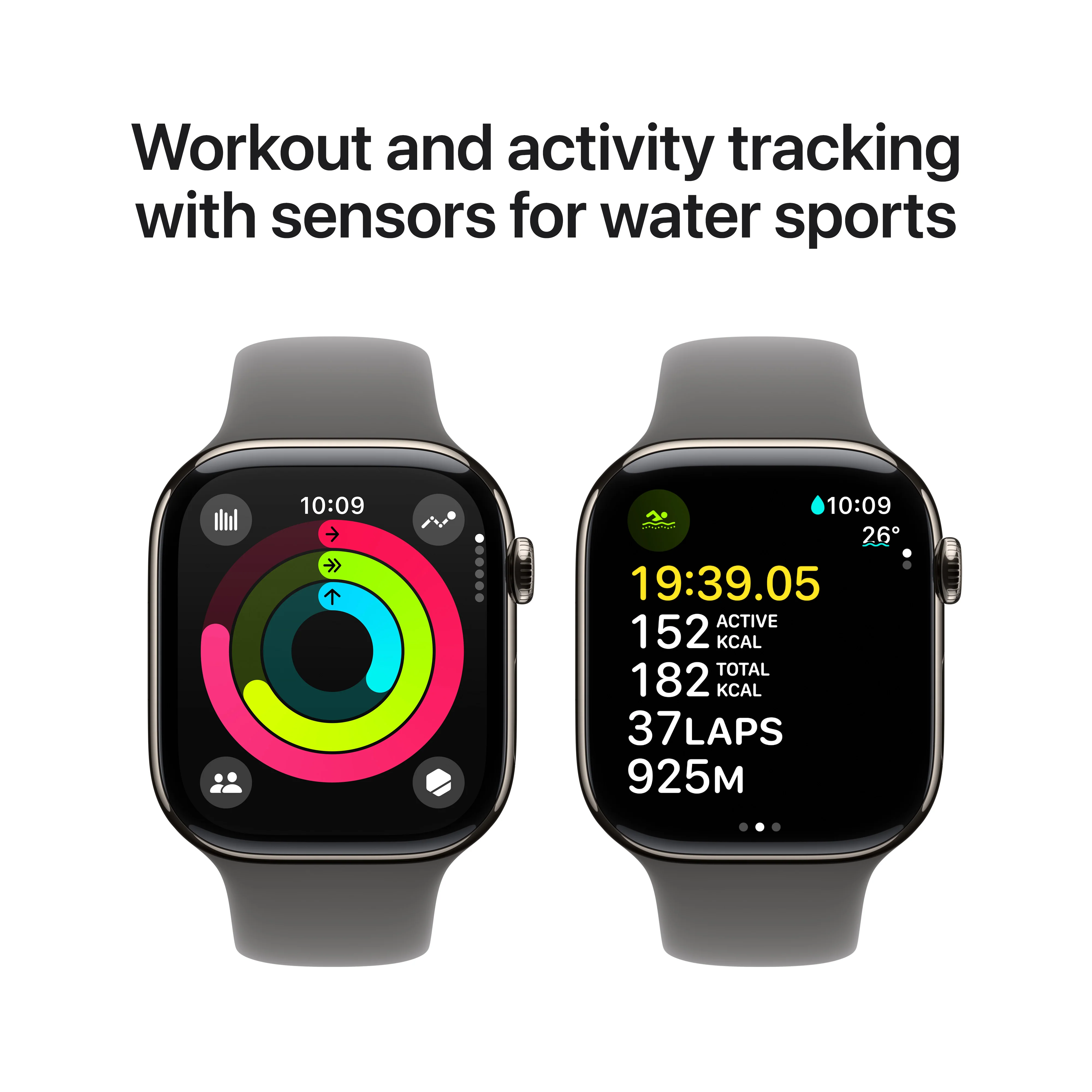 Apple Watch Series 10 GPS + Cellular 42mm Natural Titanium Case with Stone Grey Sport Band - M/L, MWXE3QA/A - Image 4