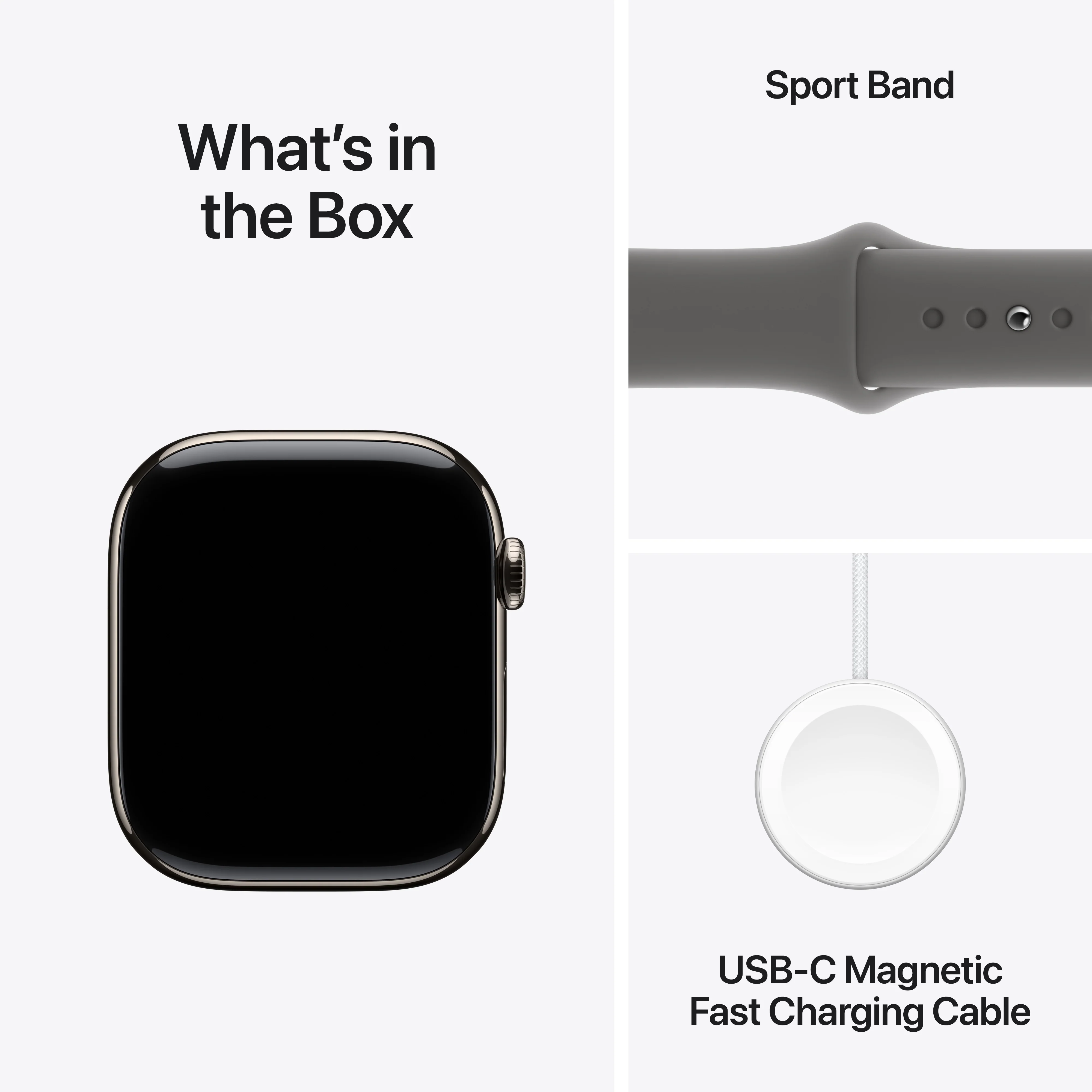 Apple Watch Series 10 GPS + Cellular 42mm Natural Titanium Case with Stone Grey Sport Band - M/L, MWXE3QA/A - Image 9