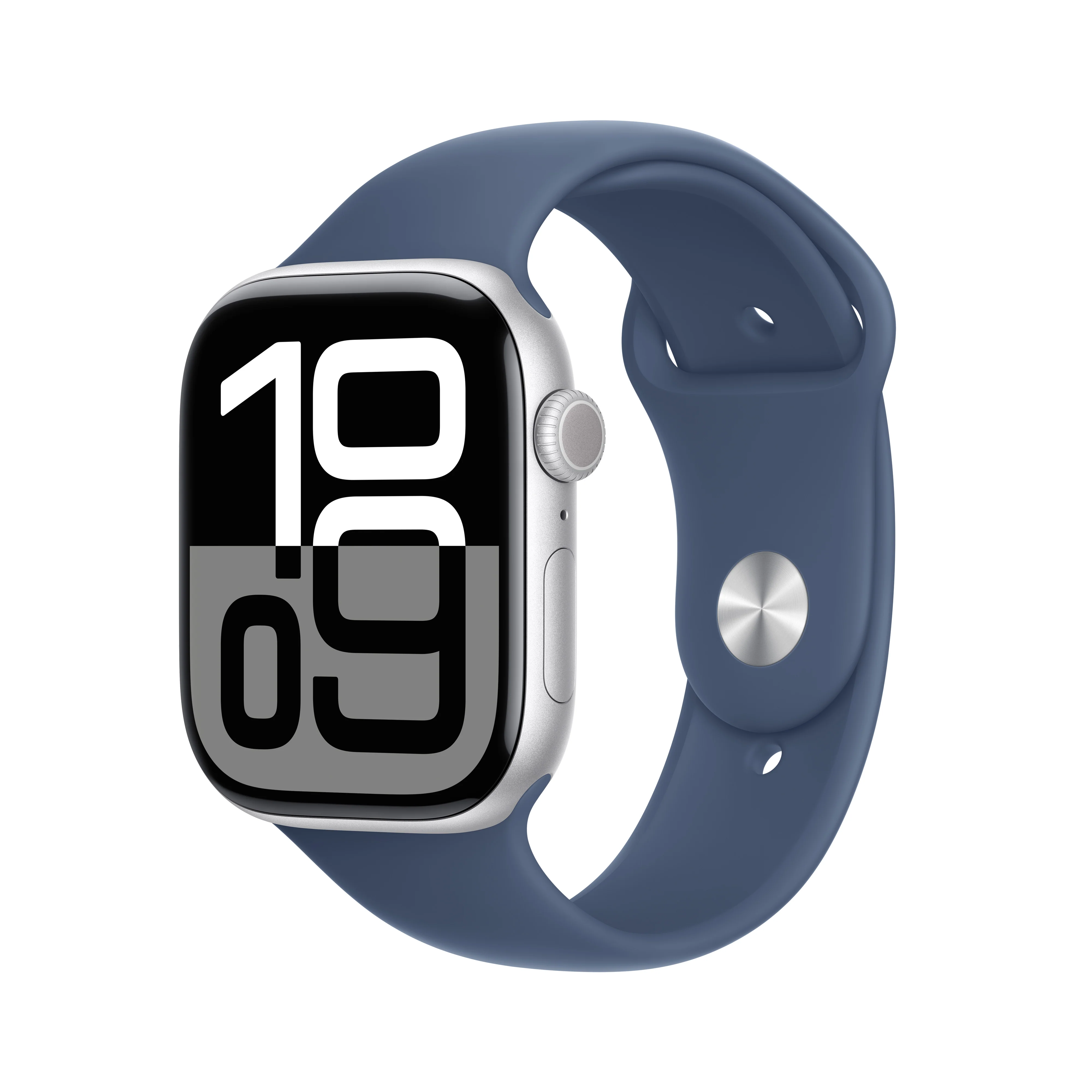 Apple Watch Series 10 GPS + Cellular 42mm Silver Aluminium Case with Denim Sport Band - M/L, MWX43QA/A