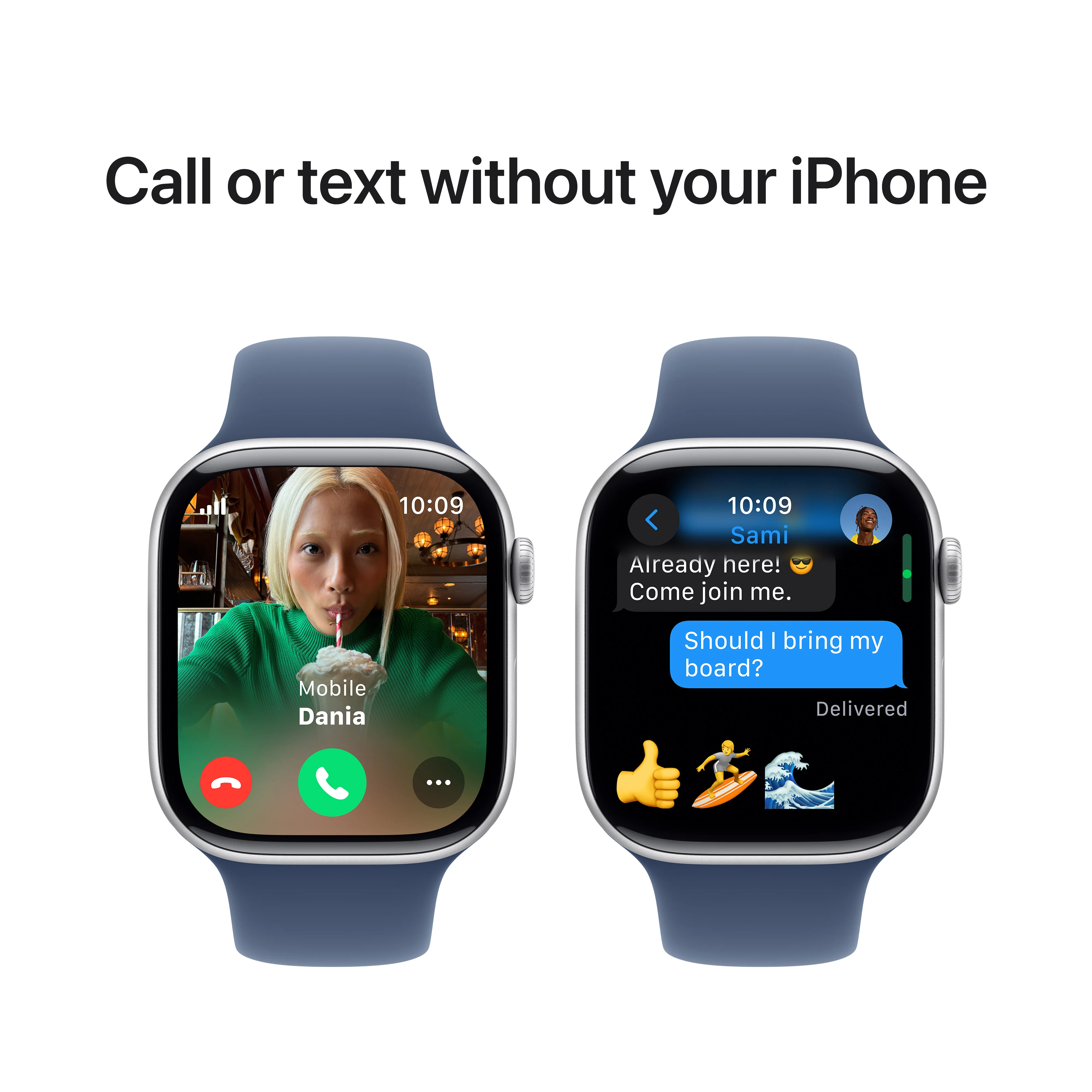 Apple Watch Series 10 GPS + Cellular 42mm Silver Aluminium Case with Denim Sport Band - M/L, MWX43QA/A - Image 7