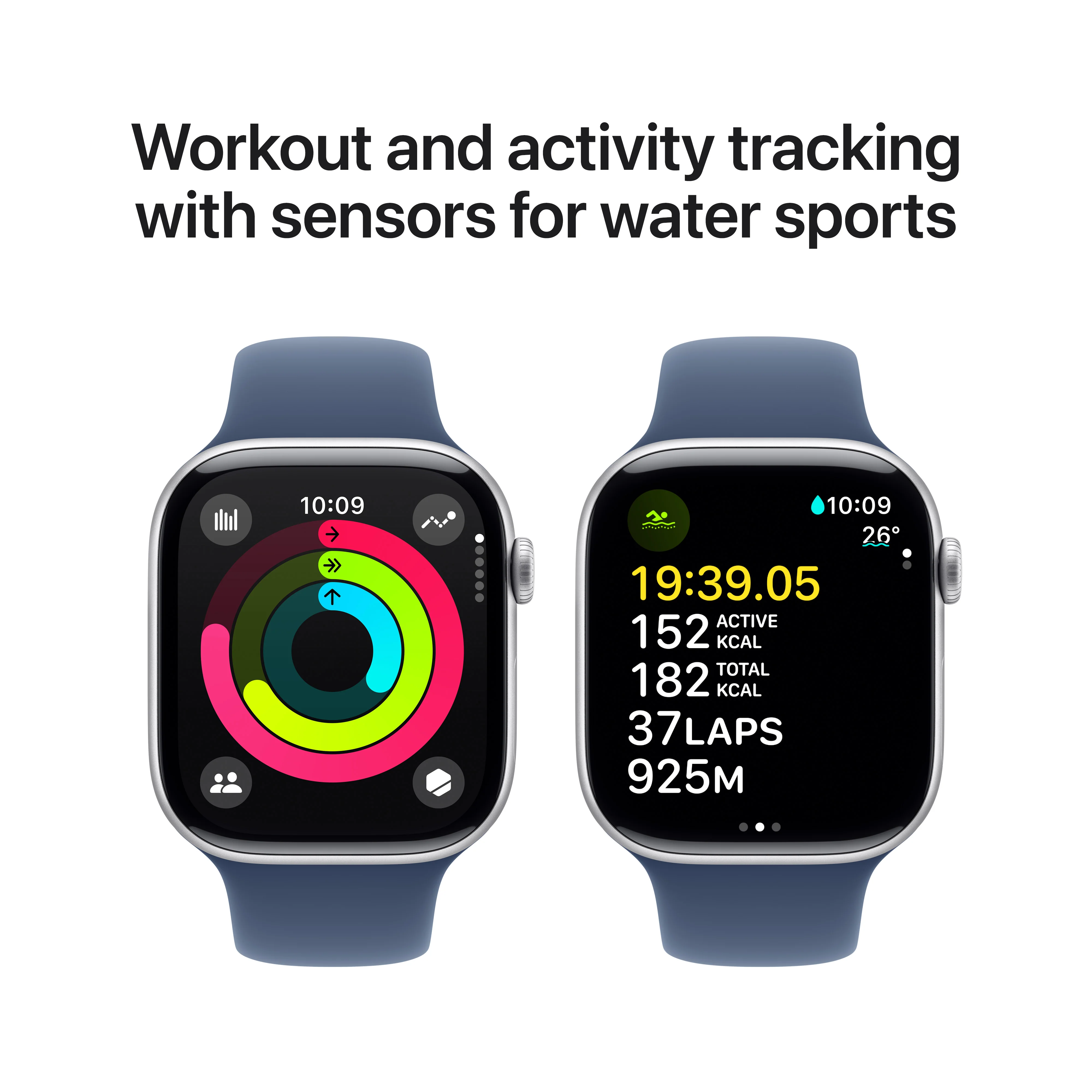 Apple Watch Series 10 GPS + Cellular 42mm Silver Aluminium Case with Denim Sport Band - S/M, MWX33QA/A - Image 4