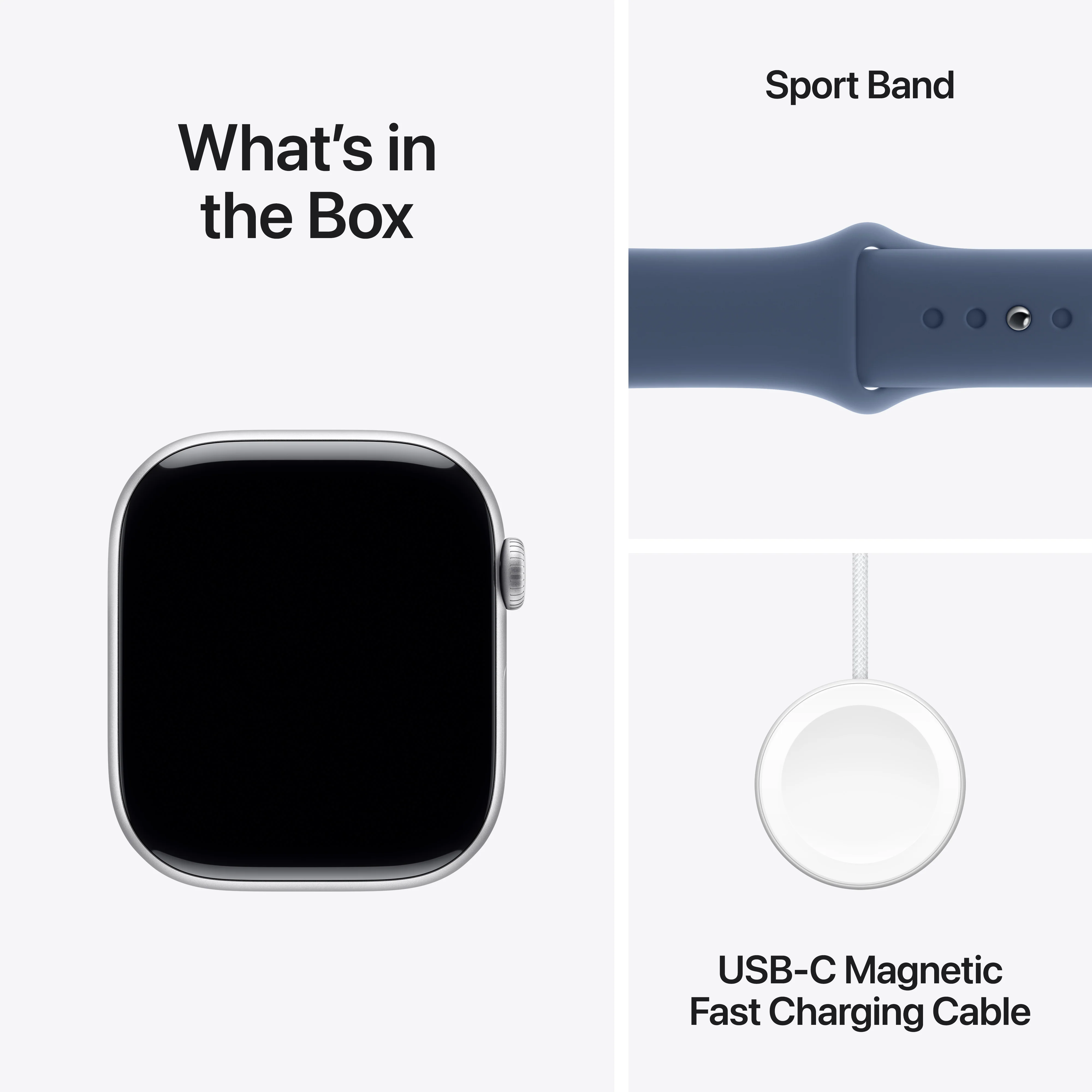 Apple Watch Series 10 GPS + Cellular 42mm Silver Aluminium Case with Denim Sport Band - S/M, MWX33QA/A - Image 9