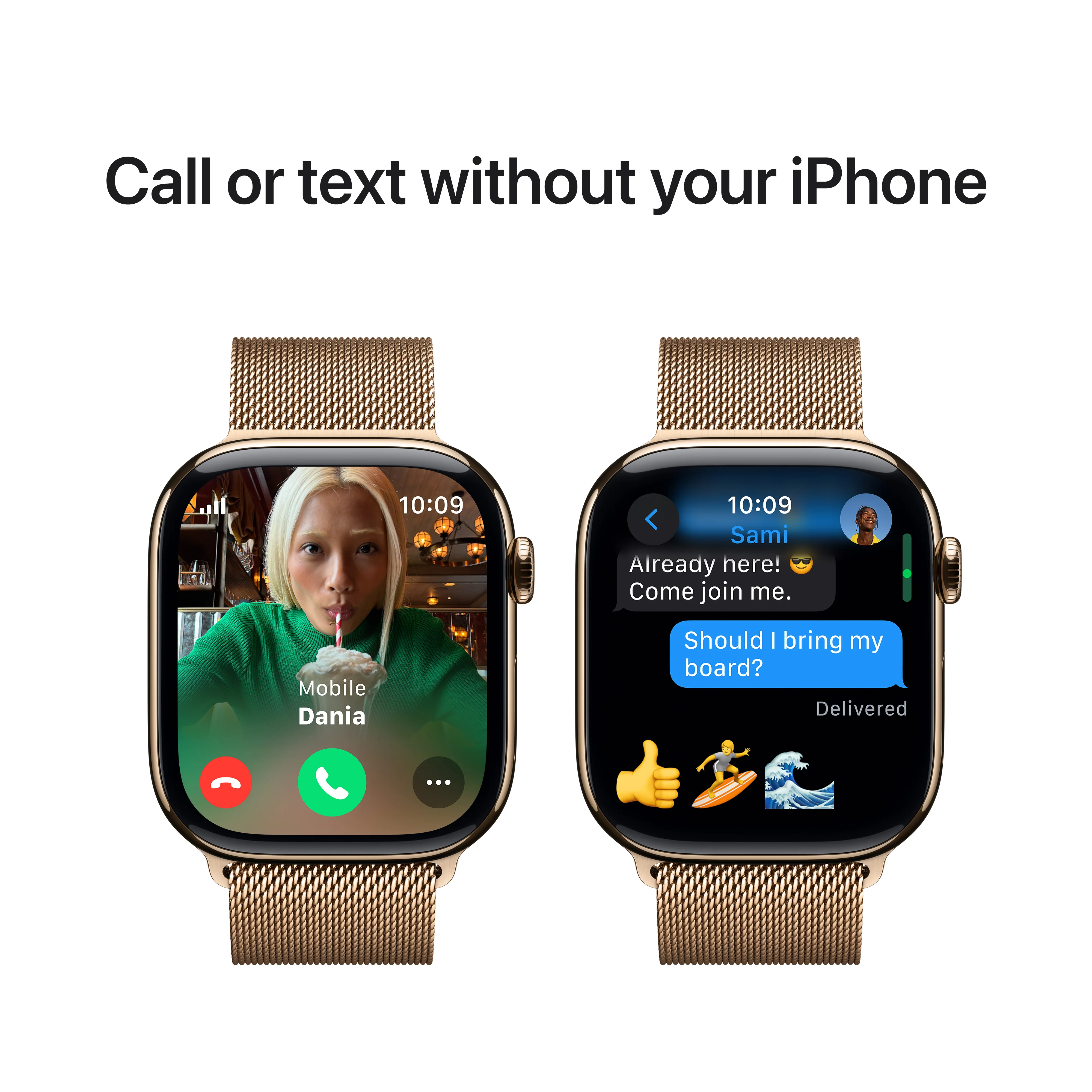 Apple Watch Series 10 GPS + Cellular 46mm Gold Titanium Case with Gold Milanese Loop - M/L, MX003QA/A - Image 7