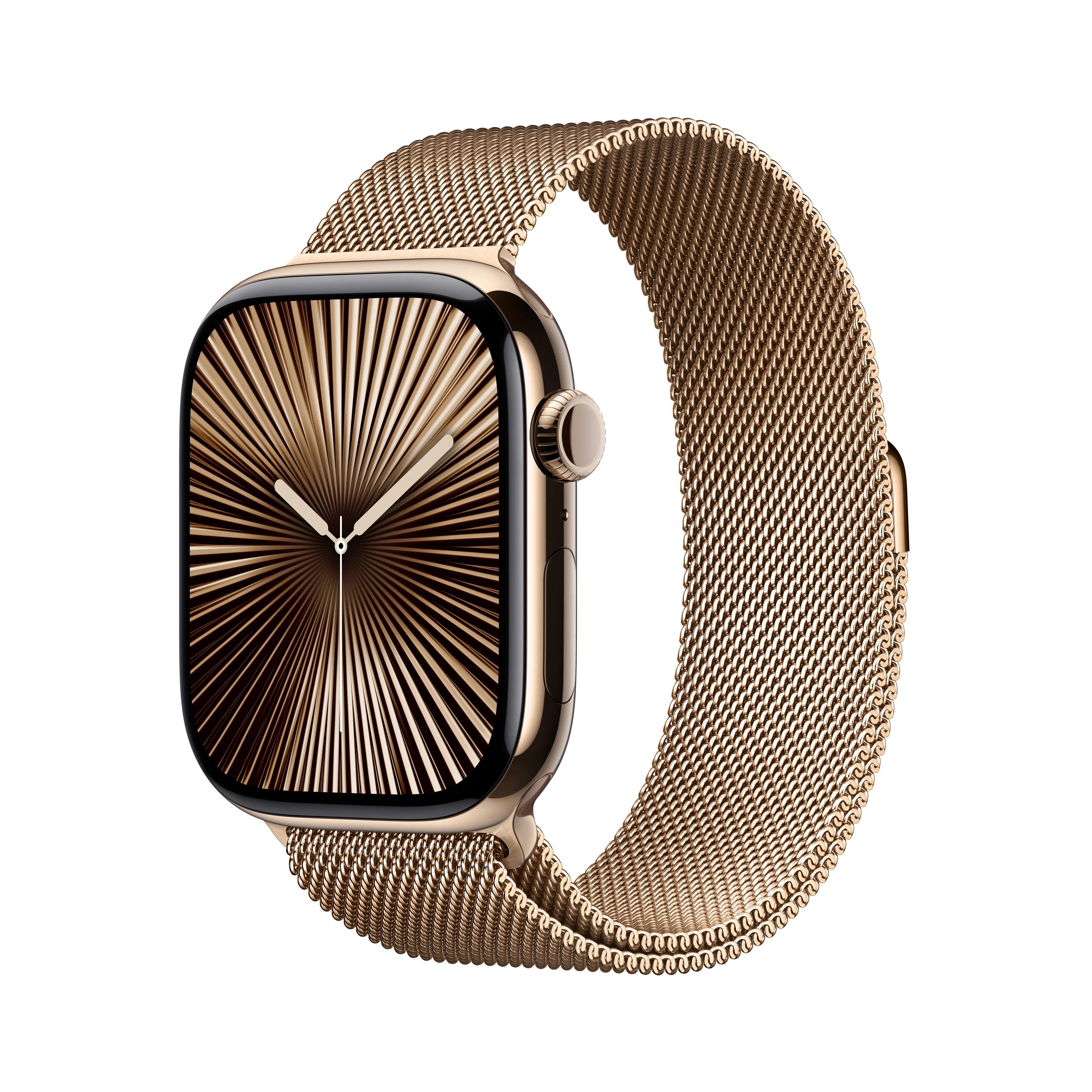 Apple Watch Series 10 GPS + Cellular 46mm Gold Titanium Case with Gold Milanese Loop - S/M, MC7T4QA/A