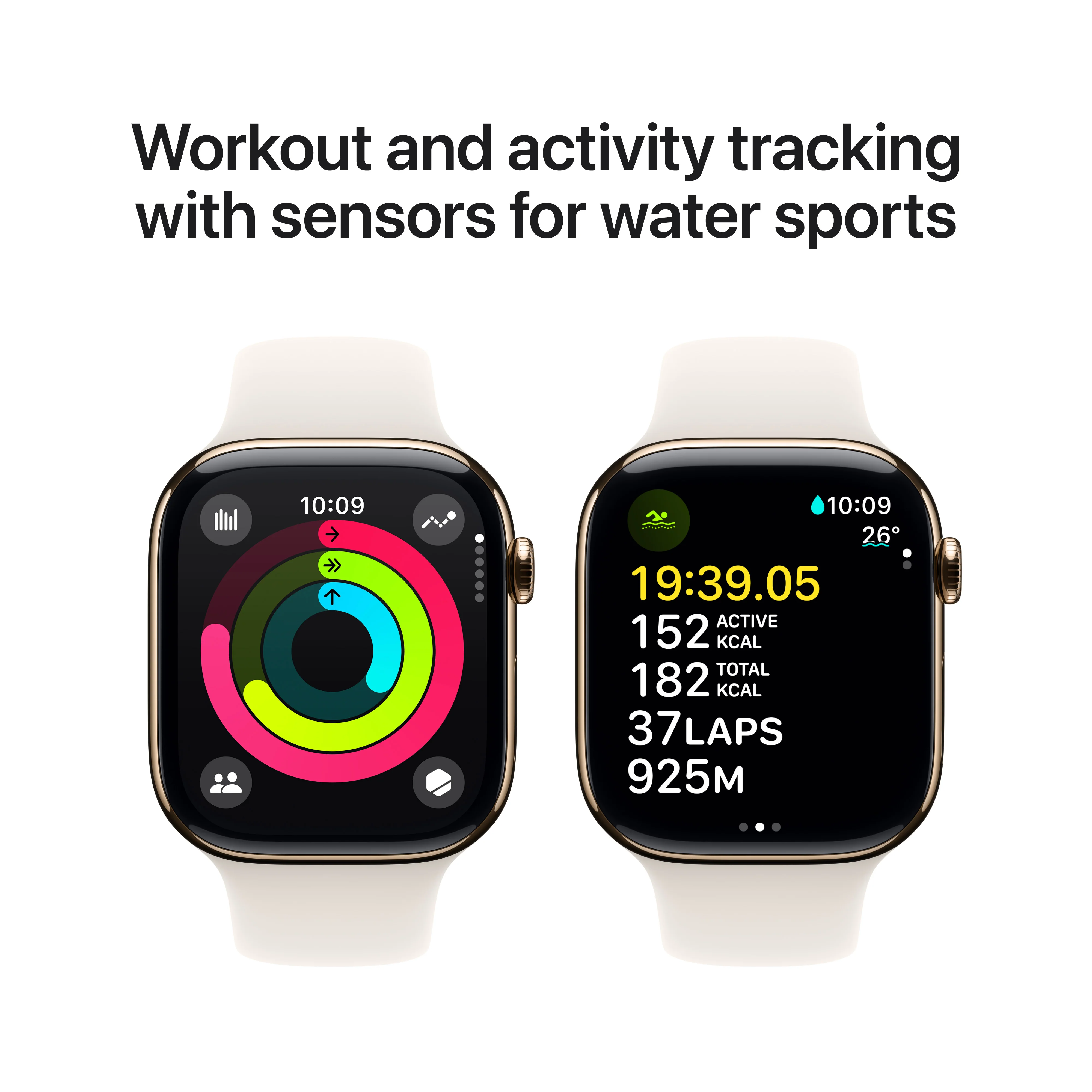Apple Watch Series 10 GPS + Cellular 46mm Gold Titanium Case with Starlight Sport Band - S/M, MWYX3QA/A - Image 4