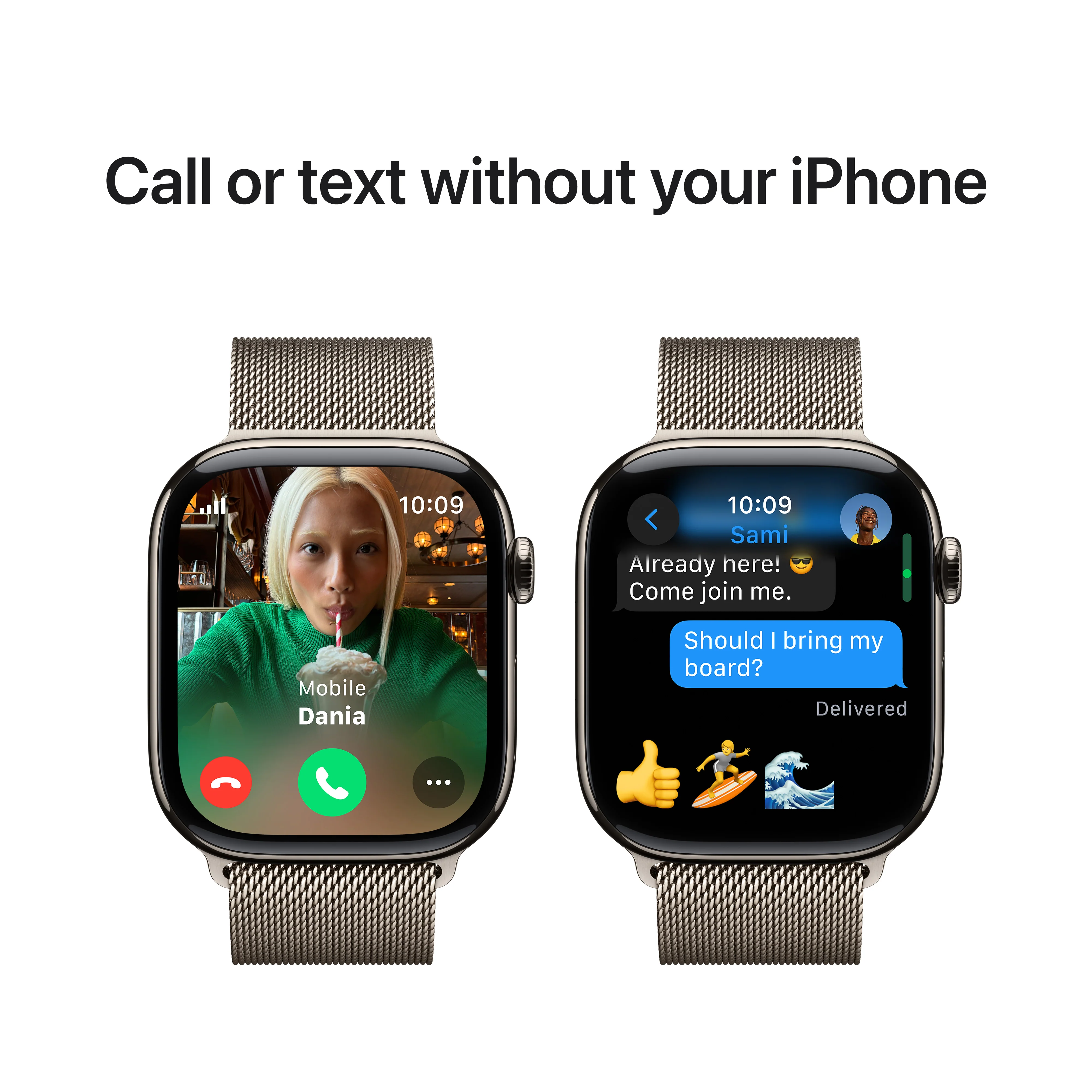 Apple Watch Series 10 GPS + Cellular 46mm Natural Titanium Case with Natural Milanese Loop - S/M, MC7Q4QA/A - Image 7