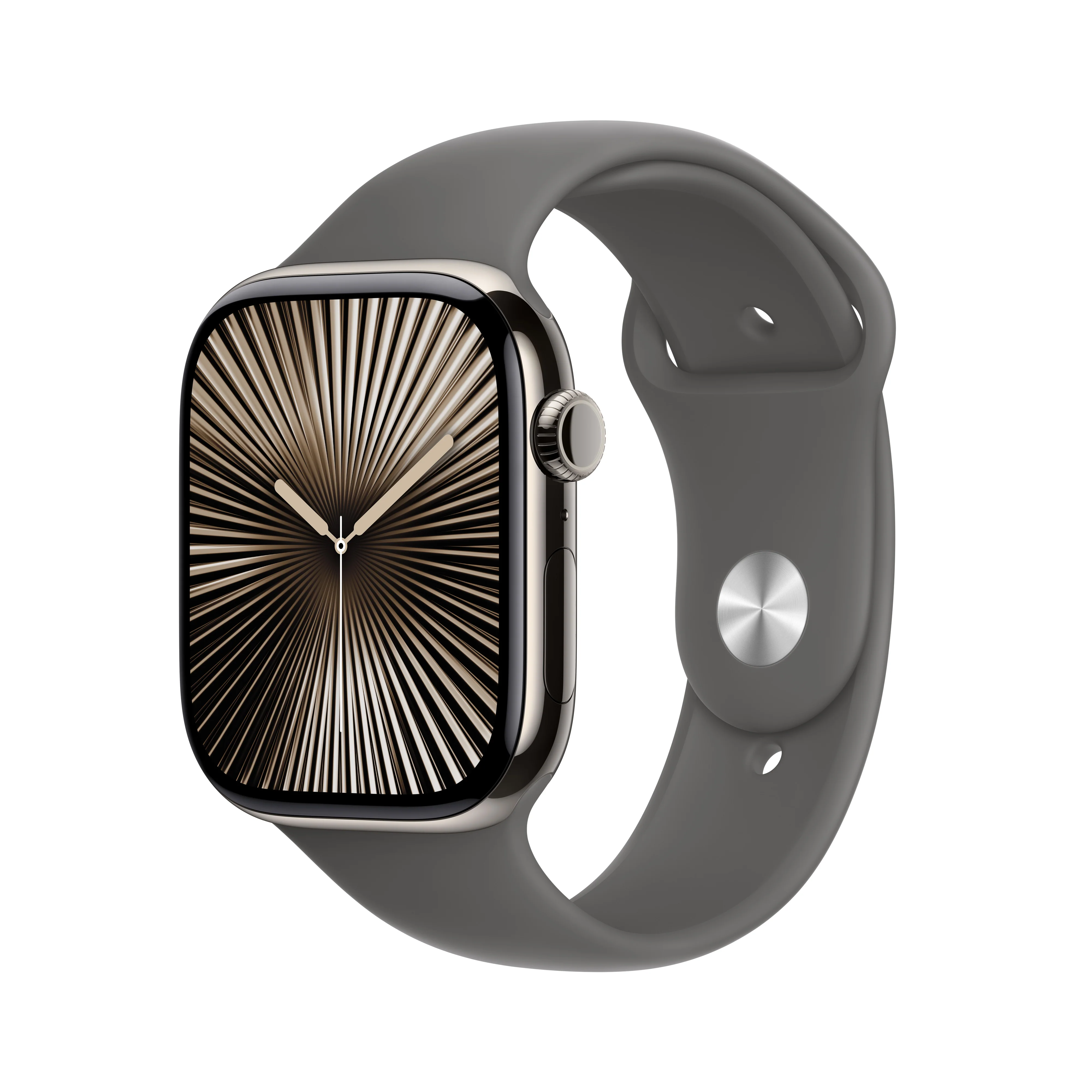 Apple Watch Series 10 GPS + Cellular 46mm Natural Titanium Case with Stone Grey Sport Band - M/L, MWYA3QA/A
