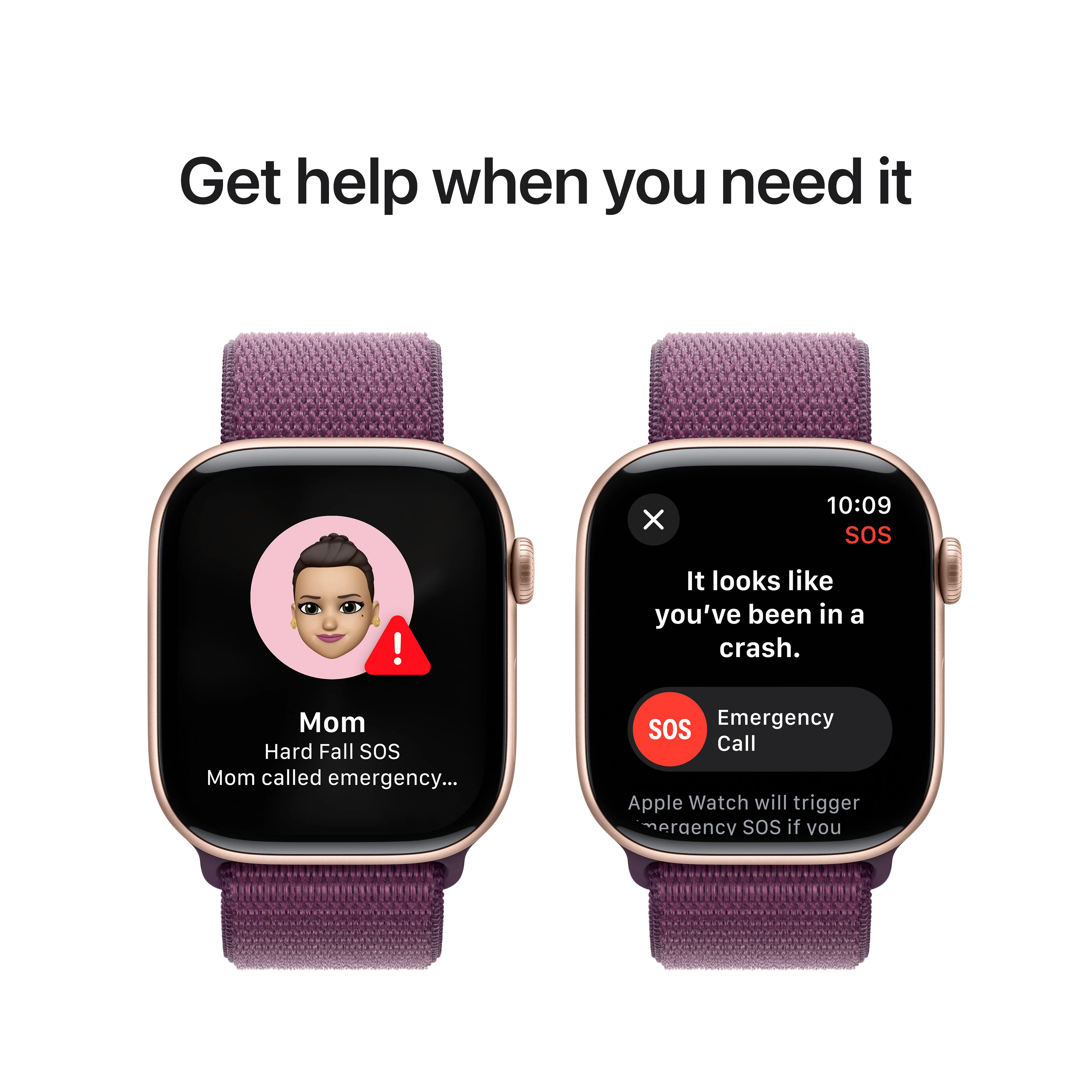 Apple Watch Series 10 GPS + Cellular 46mm Rose Gold Aluminium Case with Plum Sport Loop, MWY83QA/A - Image 6