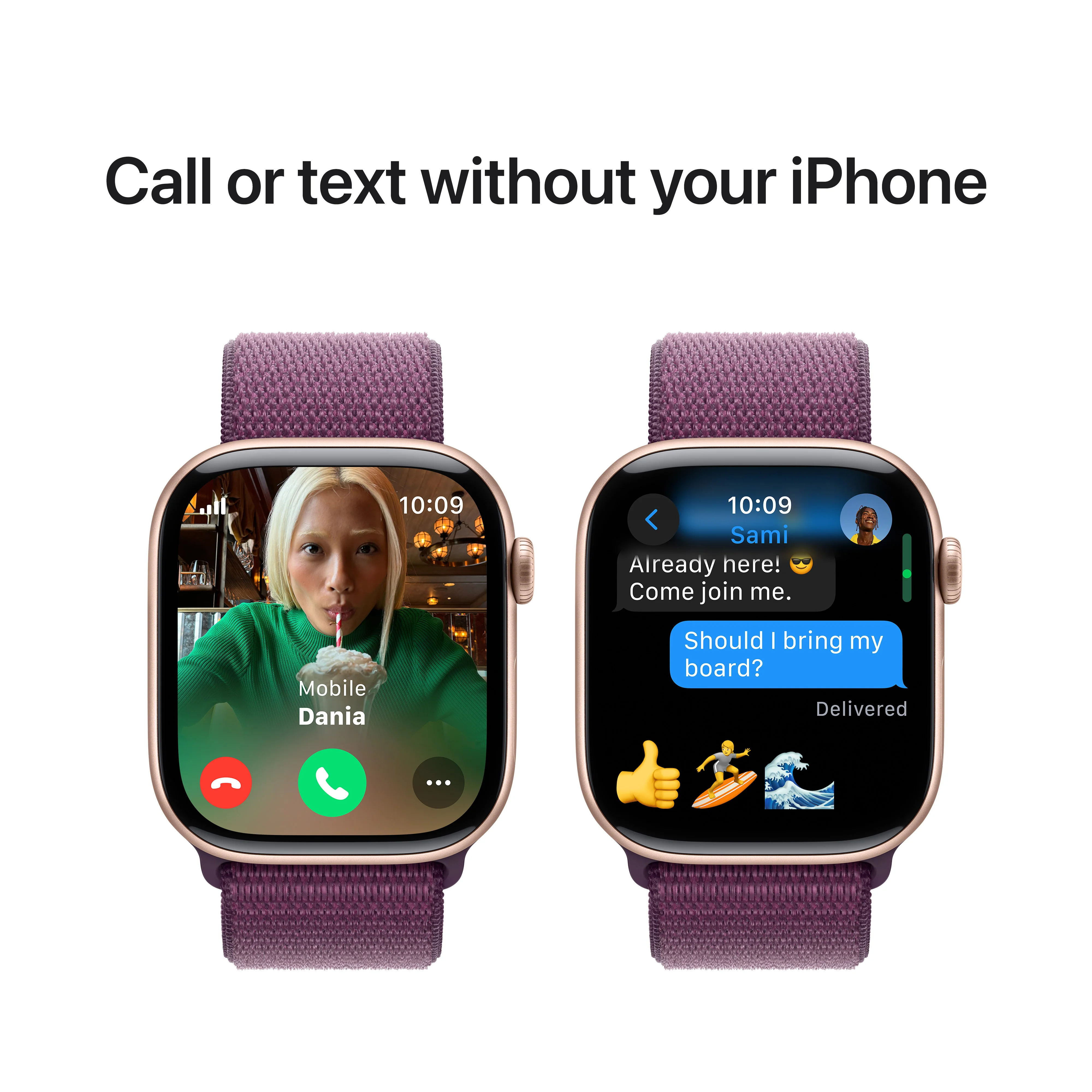 Apple Watch Series 10 GPS + Cellular 46mm Rose Gold Aluminium Case with Plum Sport Loop, MWY83QA/A - Image 7
