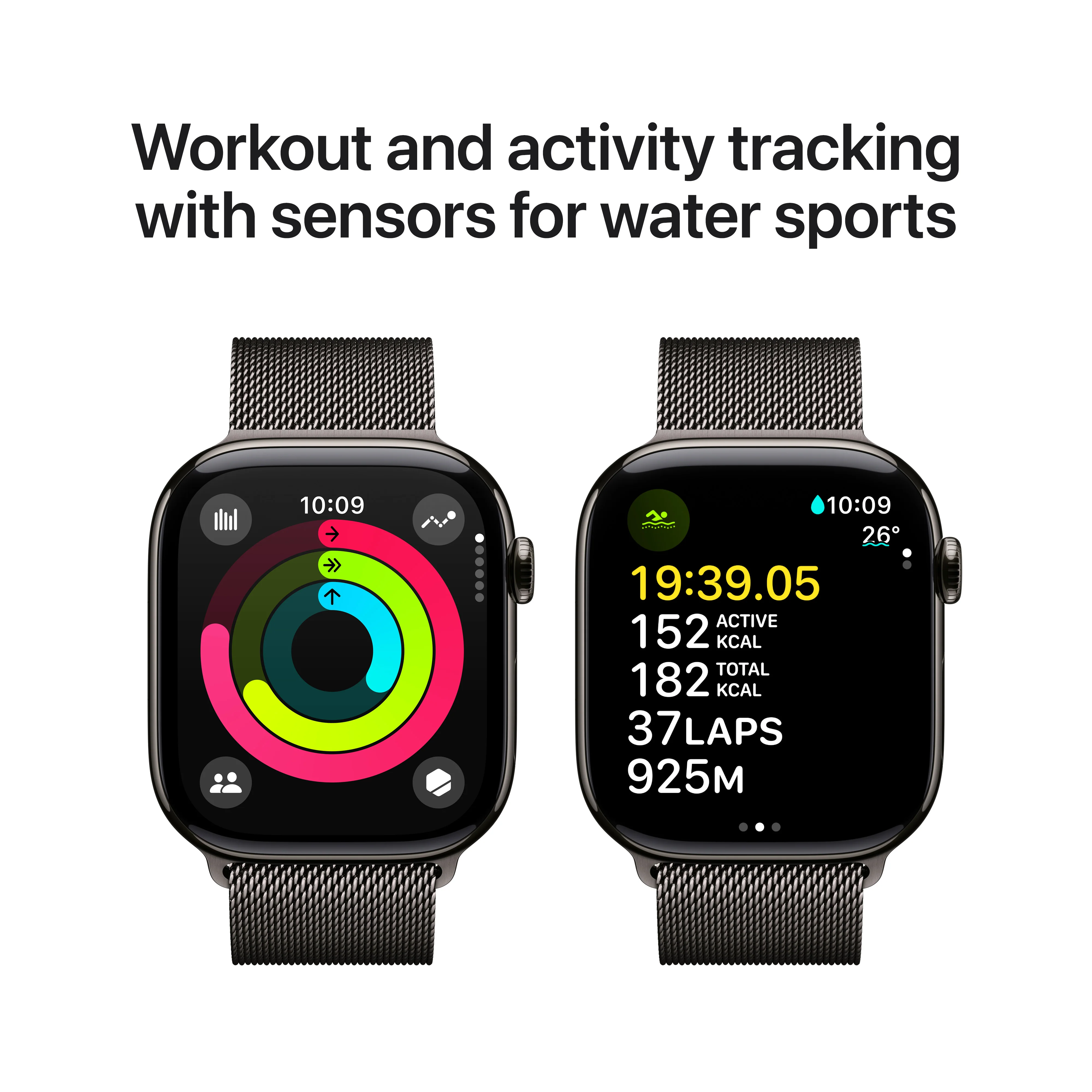 Apple Watch Series 10 GPS + Cellular 46mm Slate Titanium Case with Slate Milanese Loop - M/L, MWYW3QA/A - Image 4