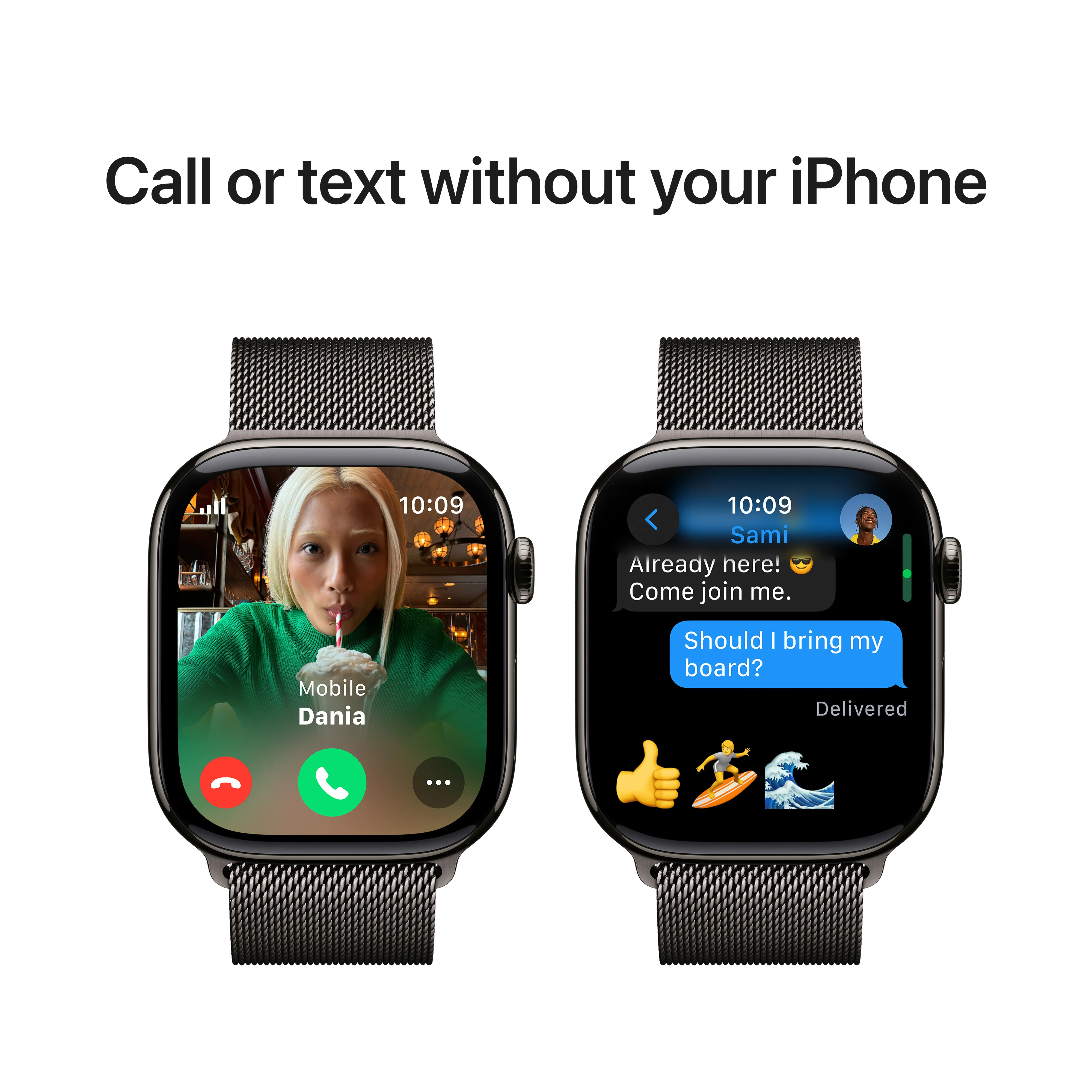 Apple Watch Series 10 GPS + Cellular 46mm Slate Titanium Case with Slate Milanese Loop - M/L, MWYW3QA/A - Image 7