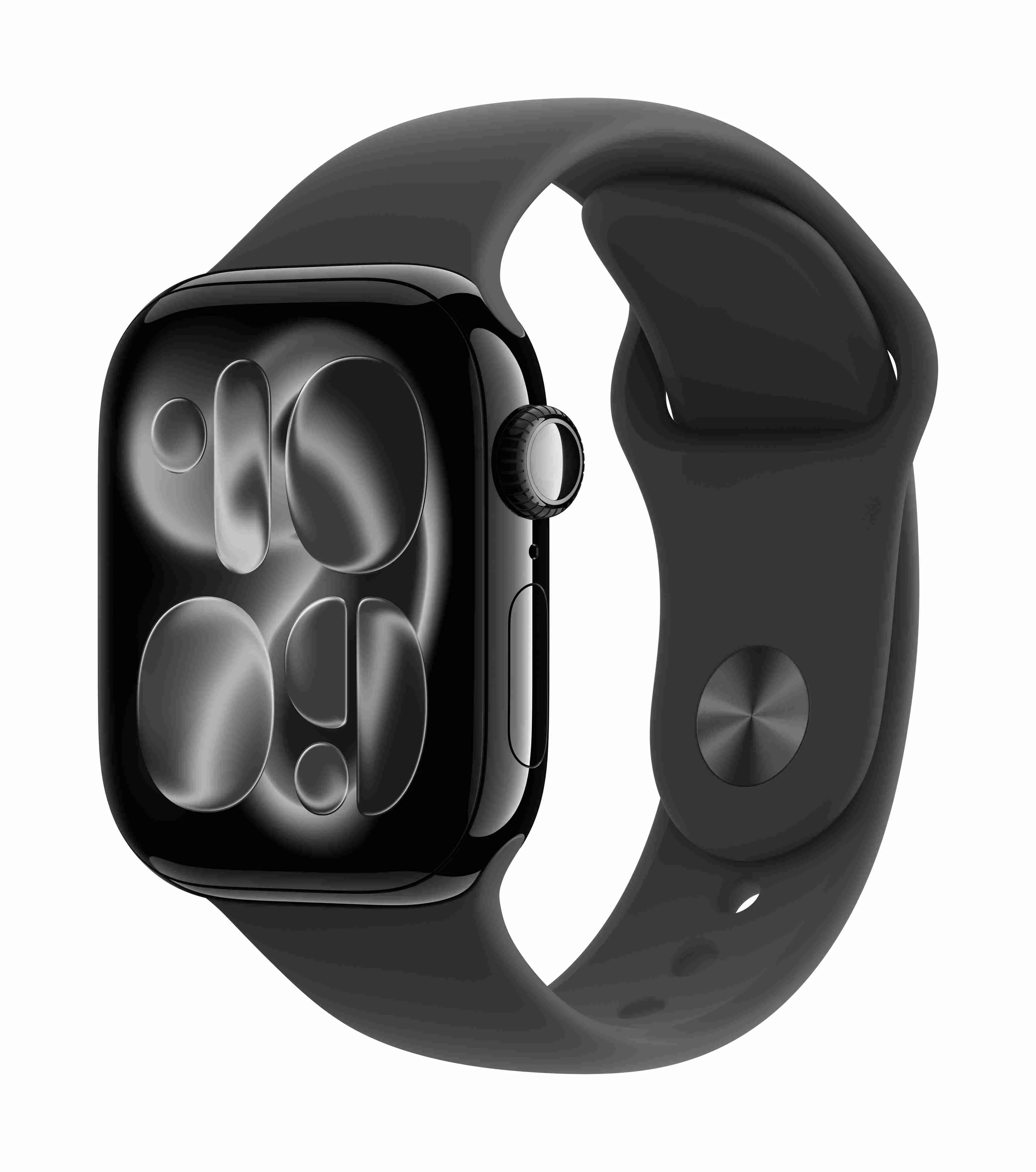 Apple Watch Series 11 GPS 42mm, Jet Black Aluminium Case with Black Sport Band, S/M