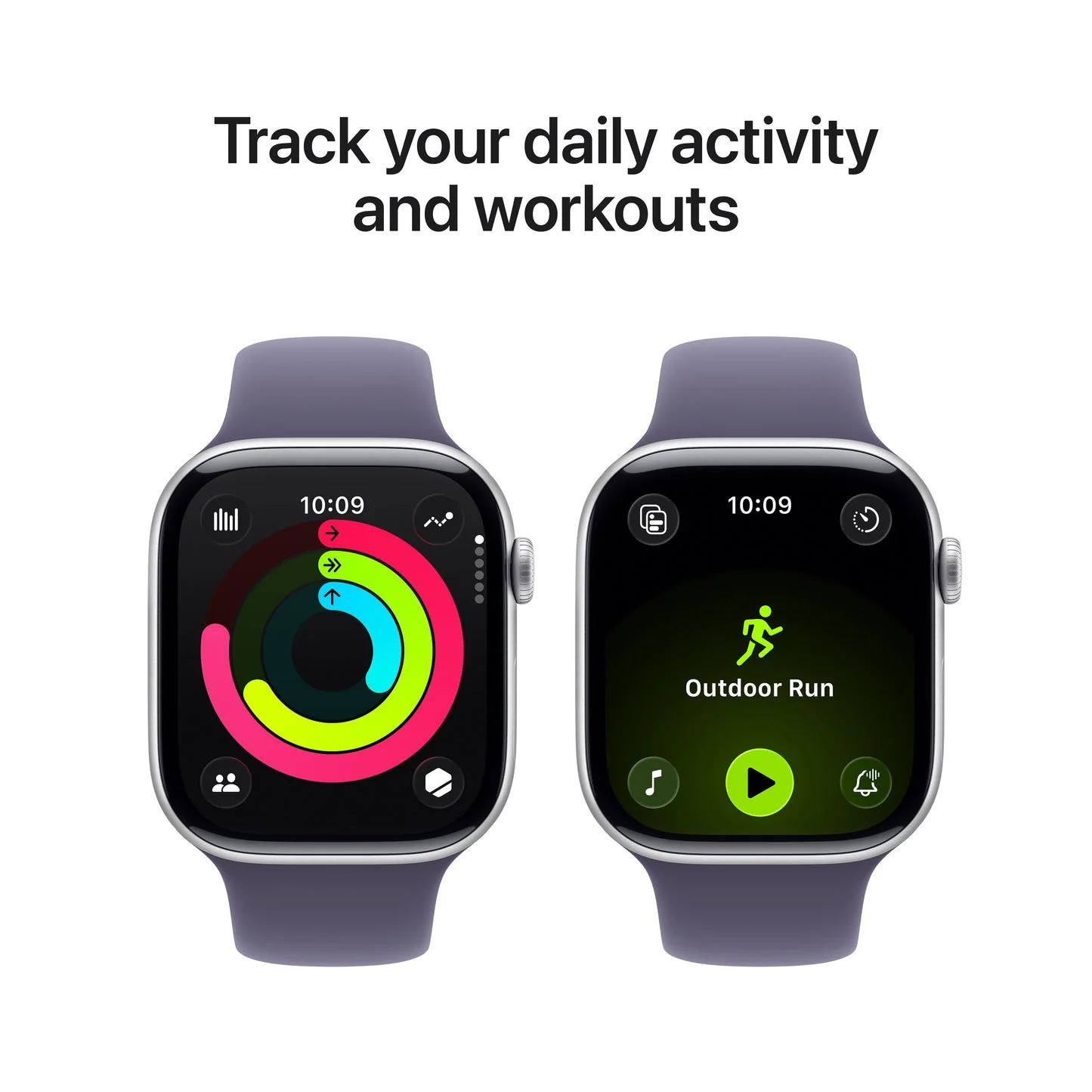Apple Watch Series 11 GPS 46mm, Silver Aluminium Case with Purple Fog Sport Band, M/L - Image 4