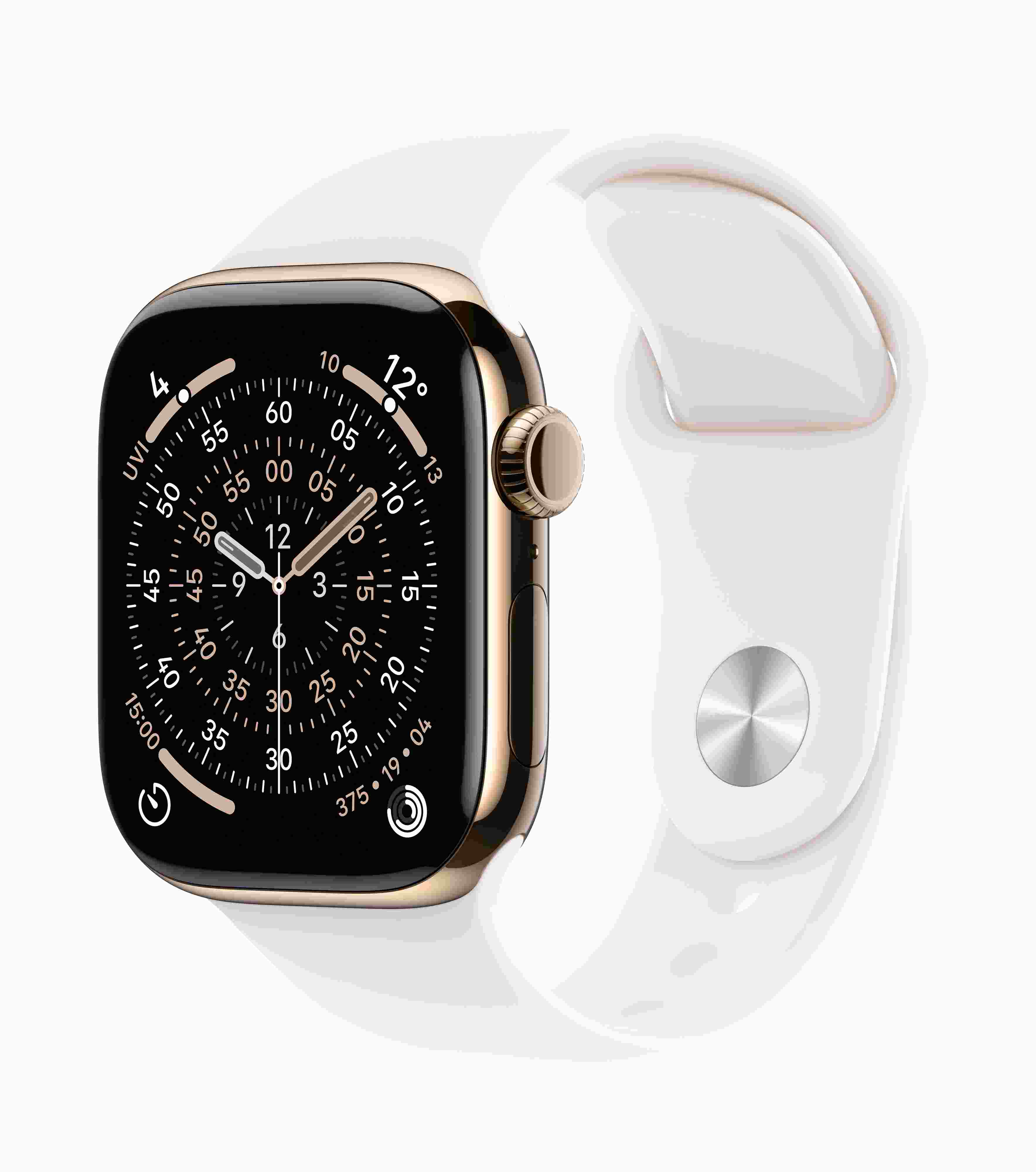 Apple Watch Series 11 GPS + Cellular 46mm, Gold Titanium Case with Light Blush Sport Band, S/M