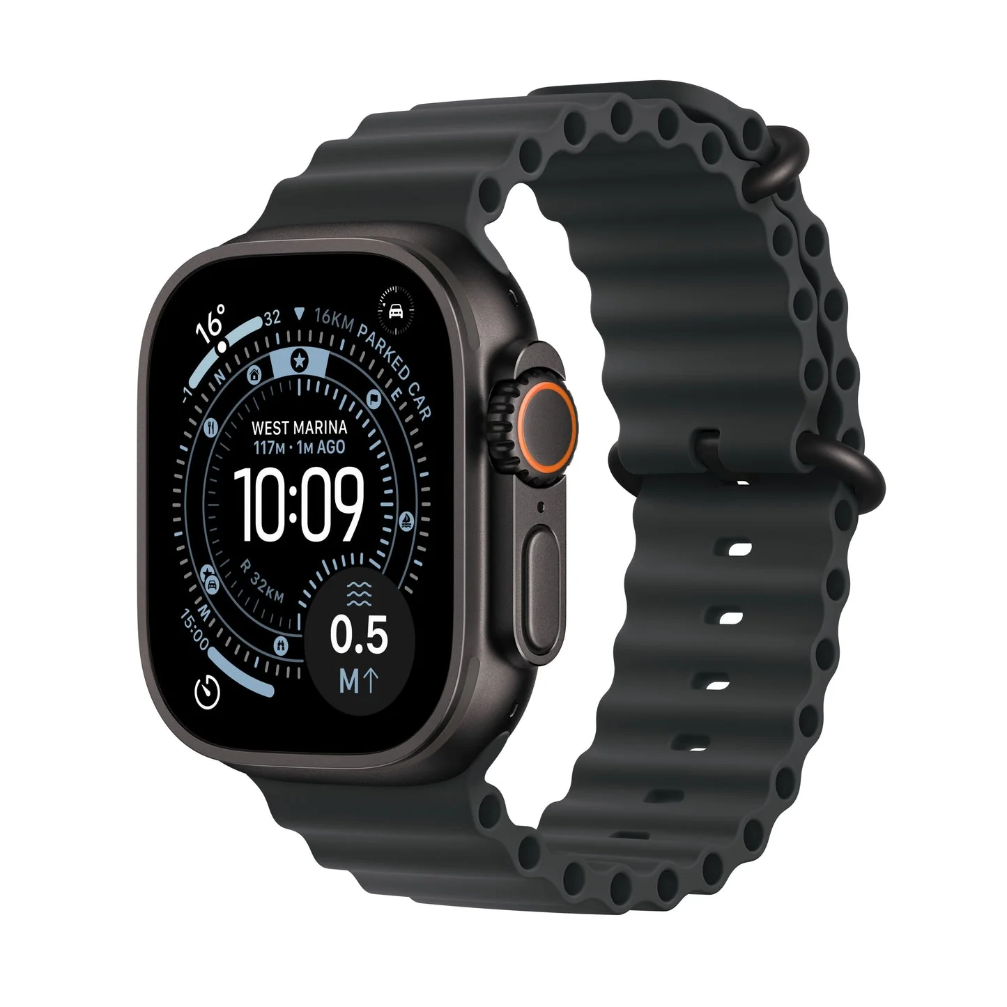 Apple Watch Ultra 3 GPS + Cellular 49mm, Black Titanium Case with Black Ocean Band