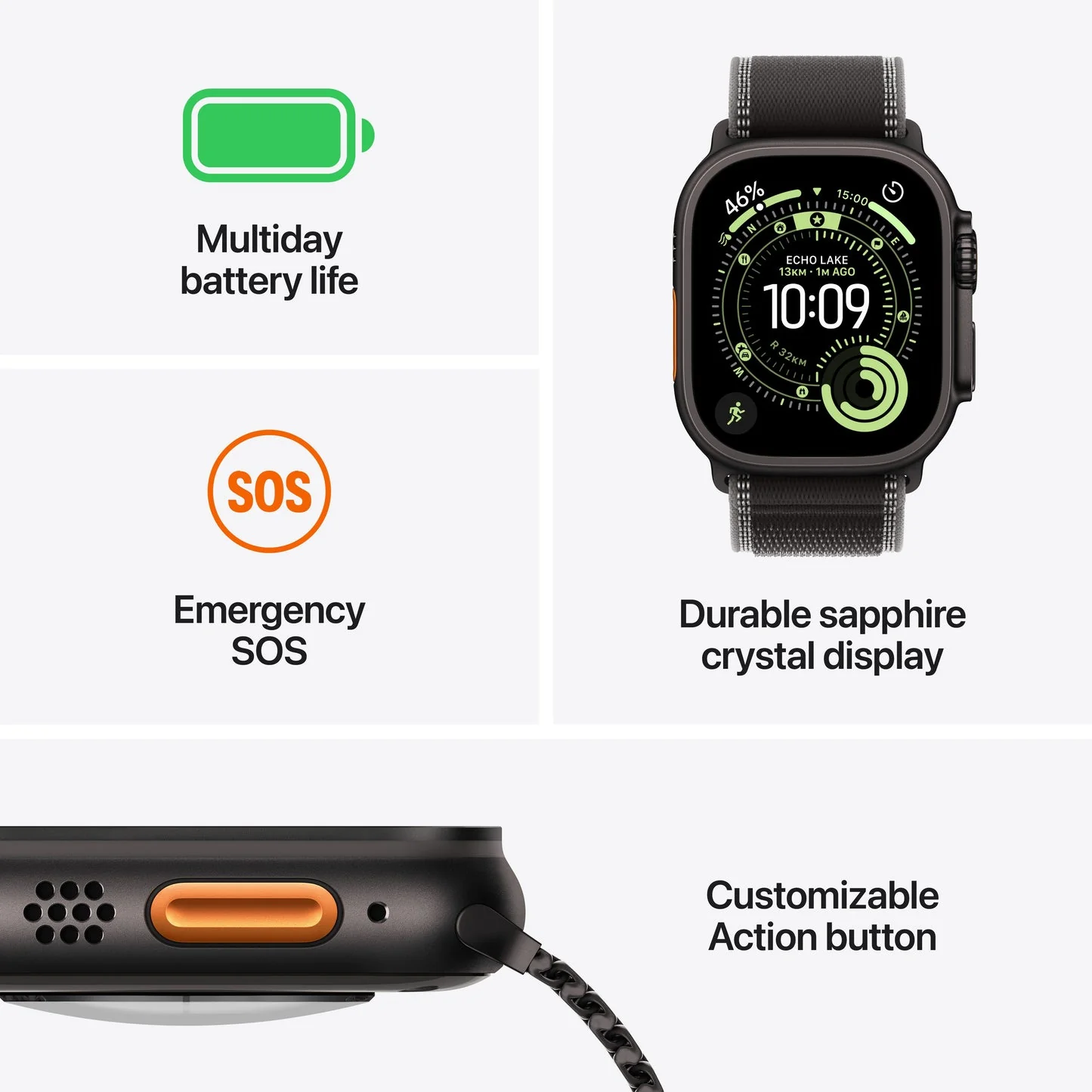 Apple Watch Ultra 3 GPS + Cellular 49mm, Black Titanium Case with Black Ocean Band - Image 3