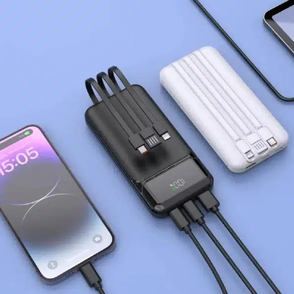 Aspor Power Bank with Built in Cables 10000mAh Black - Image 3