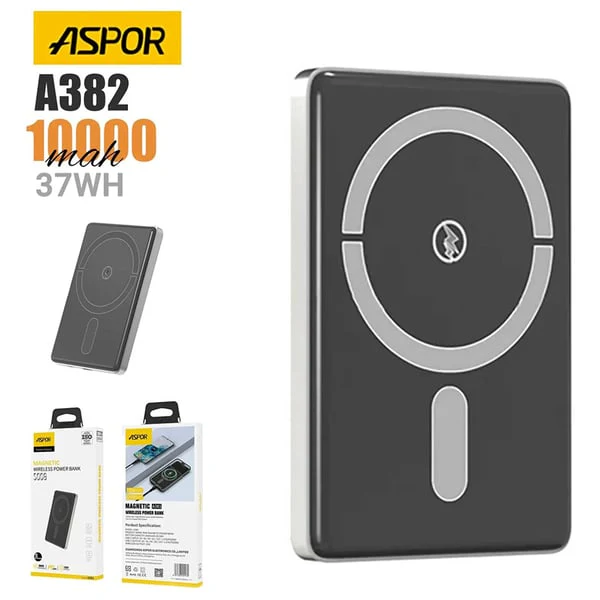 ASPOR MAGNETIC WIRELESS POWER BANK 10000 A382 - Image 2