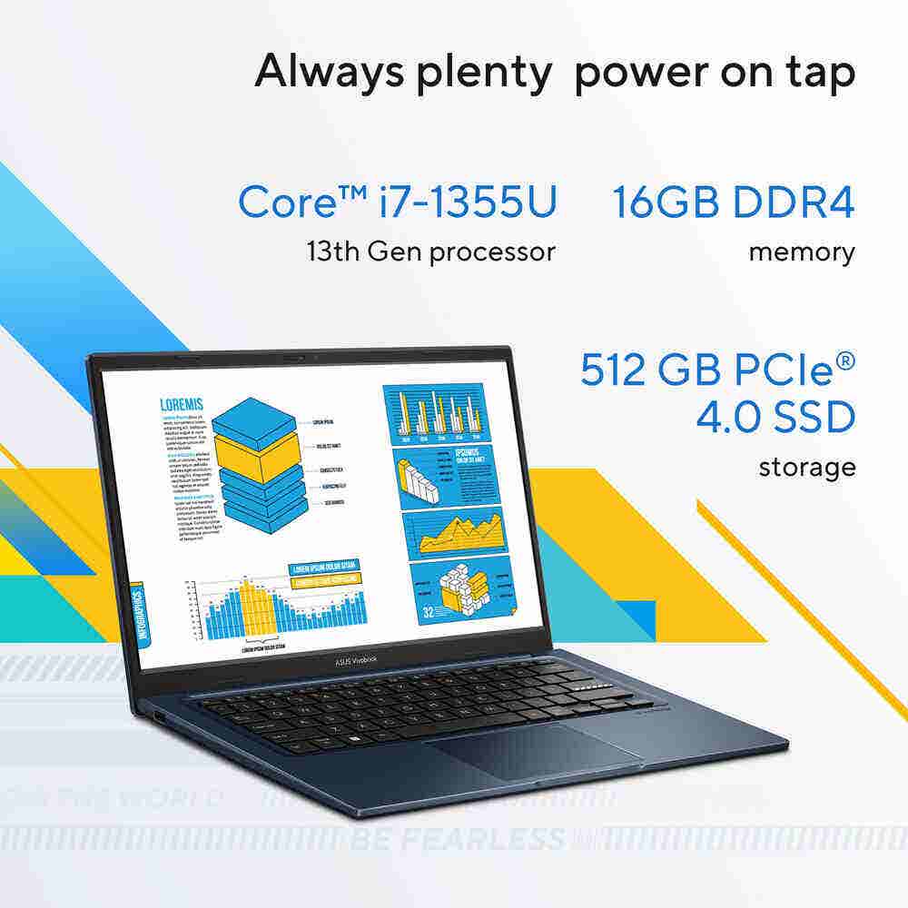 ASUS Vivobook X1404VA-NKI585WU  Laptop, Intel 13th Gen i5-1335U, 8GB RAM, 512GB SSD, Intel UHD, 14 Full HD, Windows 11 Home, Quiet Blue - Image 4