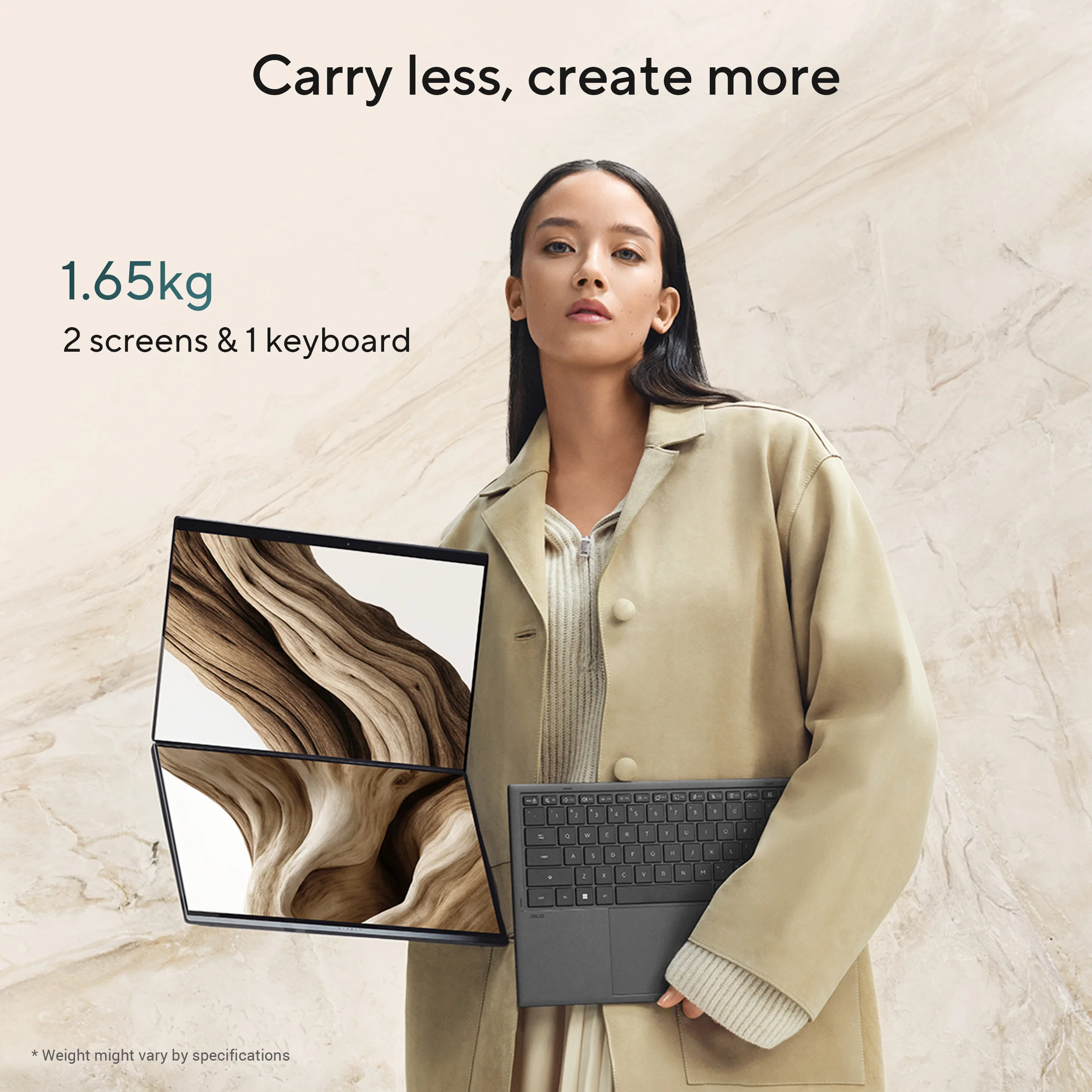 Asus ZenBook Duo/Intel Core Ultra 7-355/32GB LPDDR5 RAM/1TB SSD/Intel Arc Graphics/Dual 14'' OLED 3K (2880*1800) DCI-P3:100% 144 Hz Touch Displays/Windows 11 - Moher Gray - Image 3