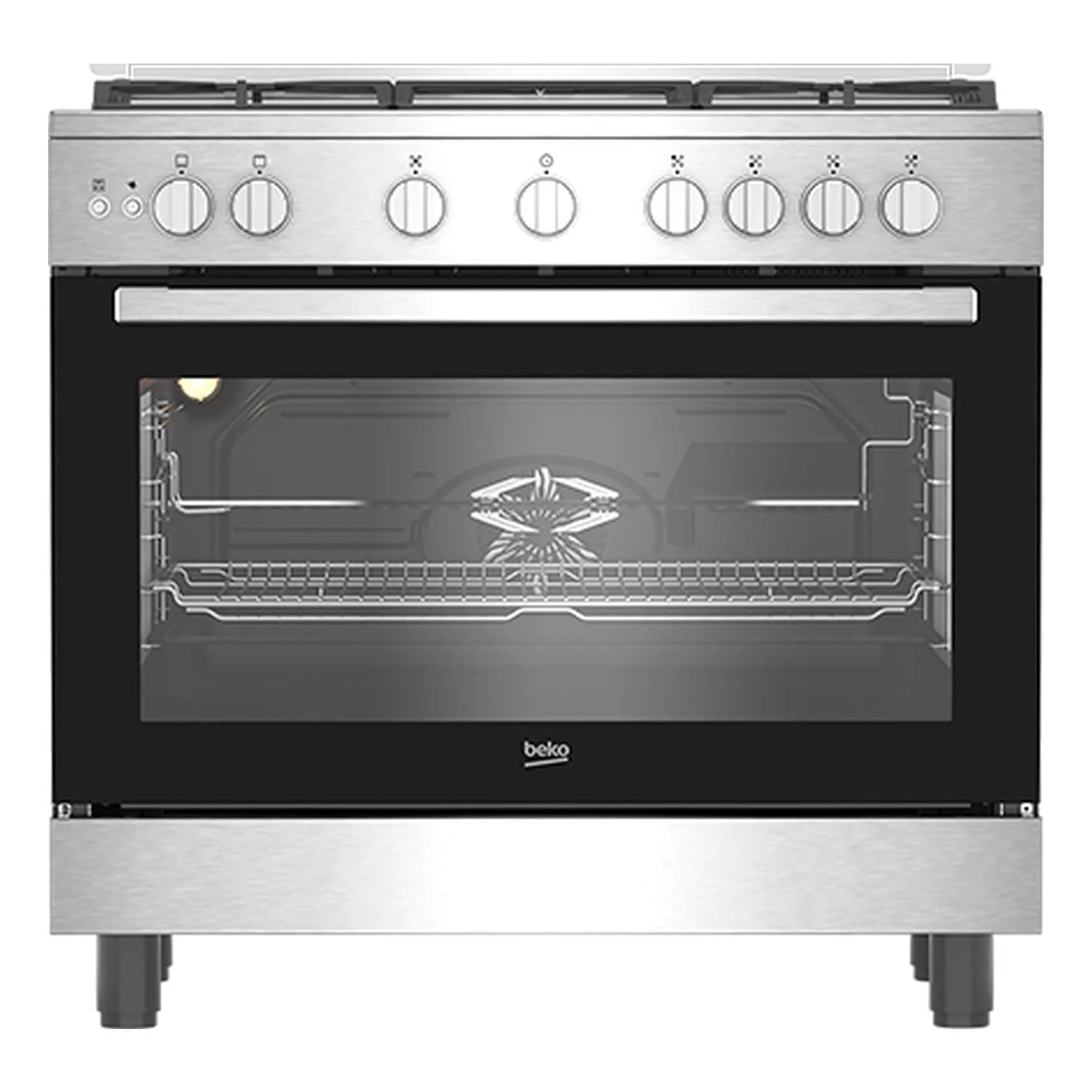 Beko Gas Cooker, 90 CM, 1 Year Warranty, Inox, BGGR 11127 GX