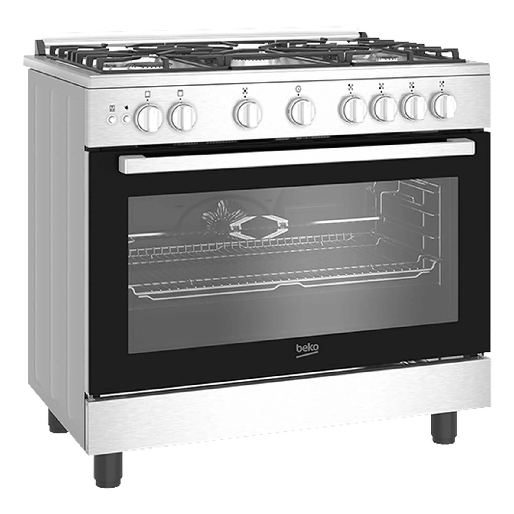 Beko Gas Cooker, 90 CM, 1 Year Warranty, Inox, BGGR 11127 GX - Image 2