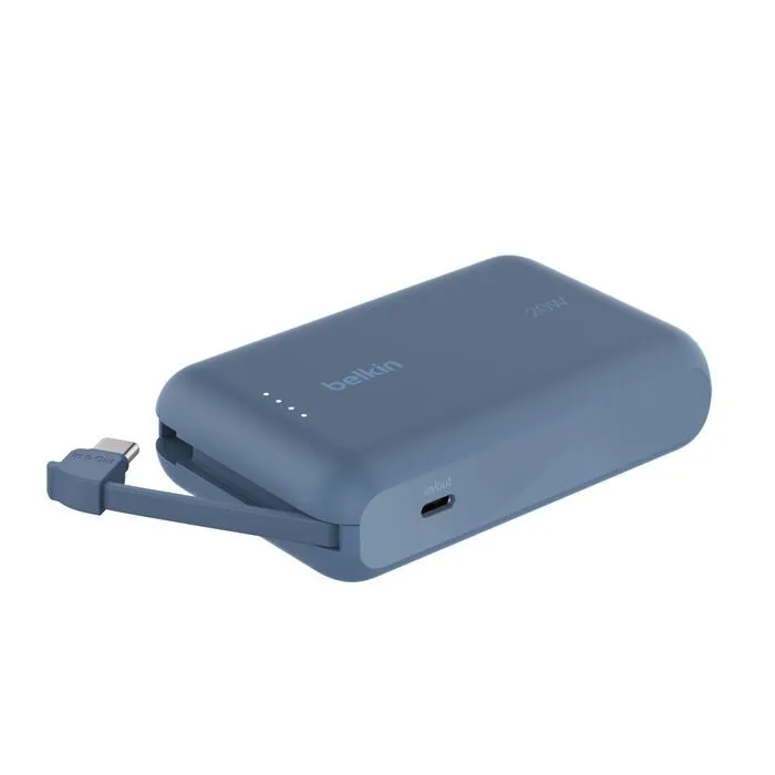Belkin 10000mAh Power Bank PD 20W with Built-in USB-C Cable – Blue - Image 2