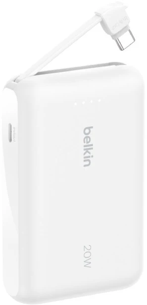 Belkin 10000mAh Power Bank PD 20W with Built-in USB-C Cable – White - Image 2