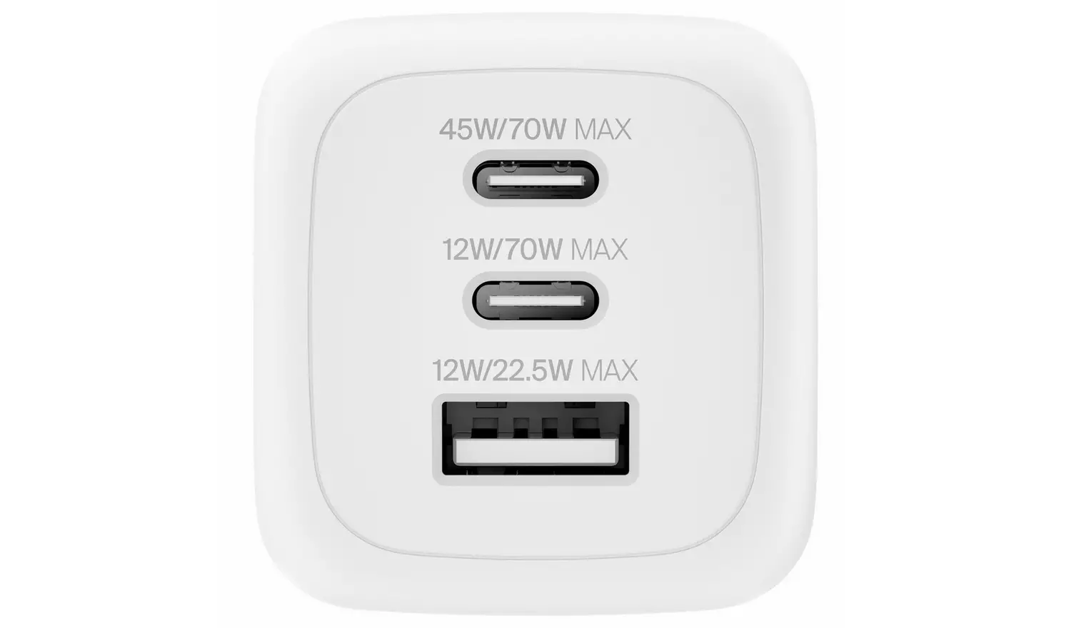Belkin 70W GaN 3-Port Fast Wall Charger with Interchangeable Plugs – White - Image 2