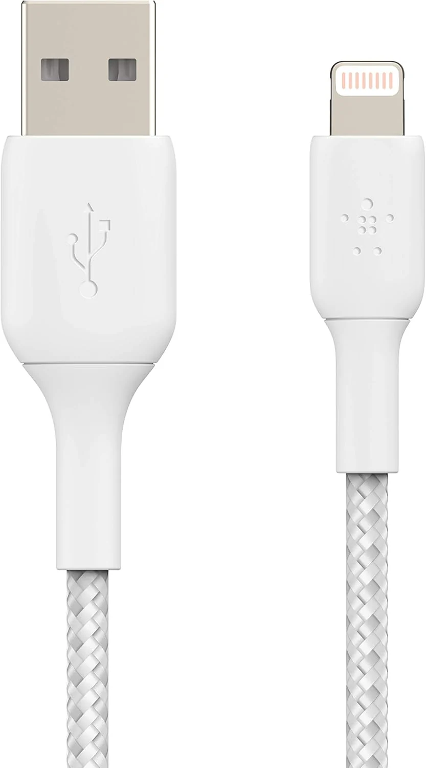 Belkin Premium Braided USB-A to Lightning Cable 2M – Fast Charge Data Cable – White - Image 2