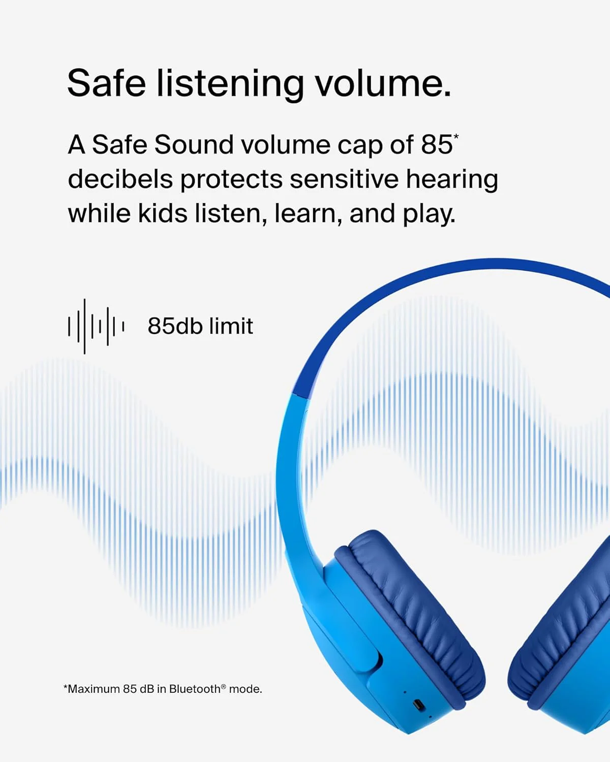 Belkin SoundForm Mini Wireless On-Ear Headphones for Kids – Blue - Image 2