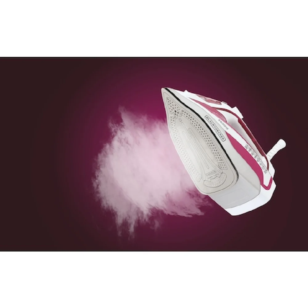 Black + Decker 2400W Steam Iron with Auto Shutoff and Ceramic Soleplate Magenta X2400-B5 - Image 6