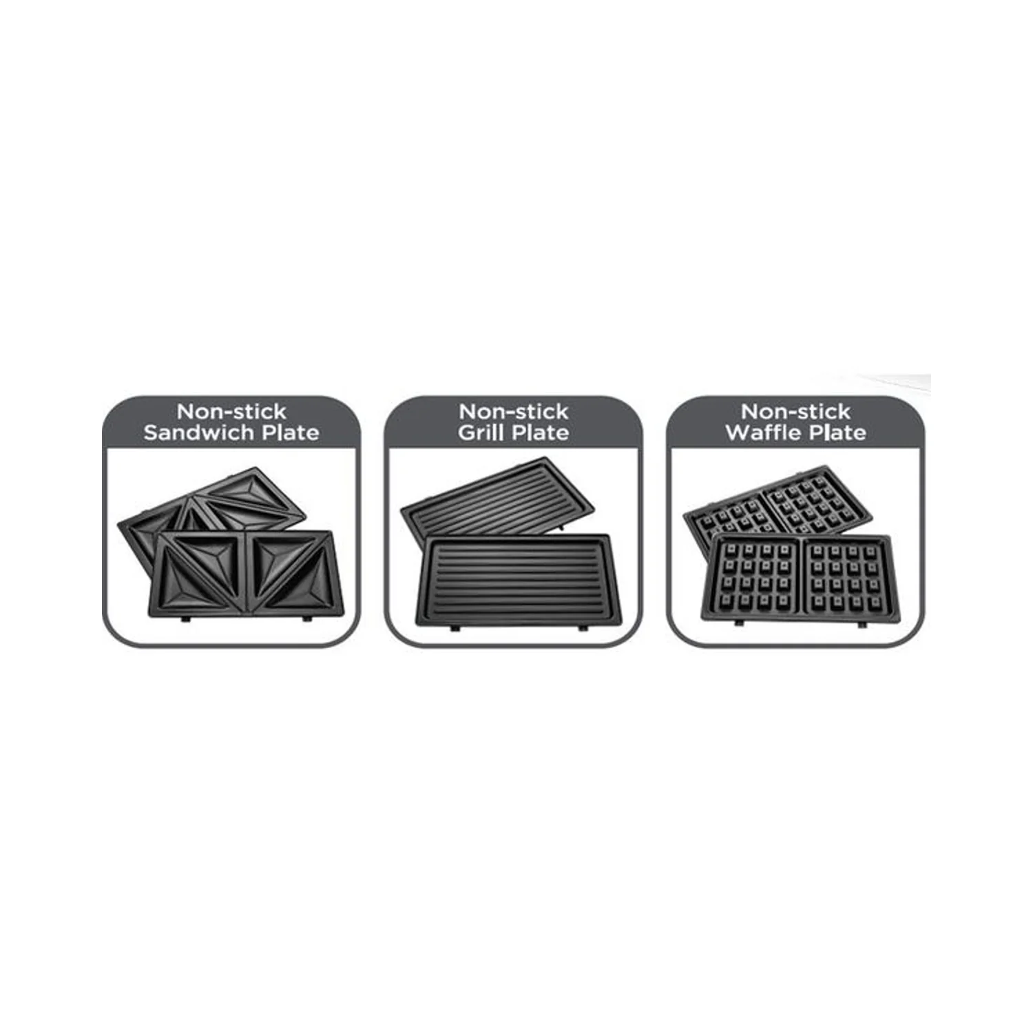 Black + Decker 3 In 1 Interchangeable 780W TS2130-B5, Grill & Waffle& Sandwich Maker Silver/Black  - Image 4