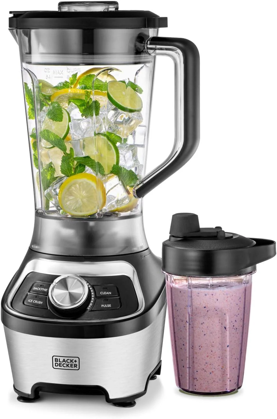 Black + Decker Blender, 1200W, 1.85L BPA-Free Jar, 500ml Travel Cup, Black, BXH1200-B5 - Image 2