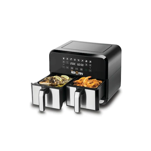 BLACK+DECKER Dual Air Fryer,1700W, 4L + 4L, Stainless Steel Finish, DZAF1700-B5 - Image 2