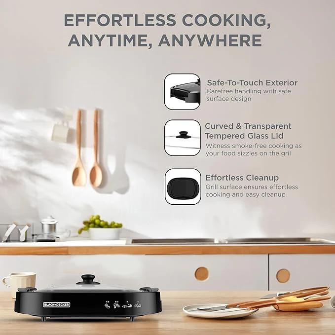 BLACK+DECKER Electric Health Grill,1500W, BD-GH1500-B5 - Image 3