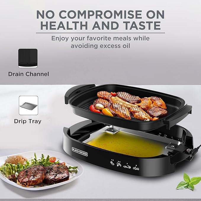 BLACK+DECKER Electric Health Grill,1500W, BD-GH1500-B5 - Image 4