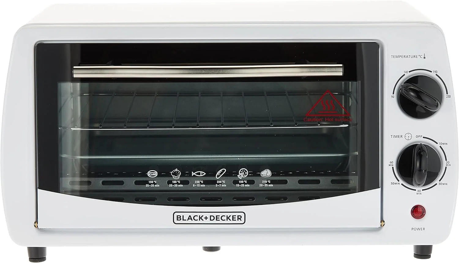 Black + Decker Electric Oven, 9L, 800W, 90-230° Temp Setting, Double Grill With Convection, Double Glass Door For Safety, White, TRO9DG-B5 - Image 5